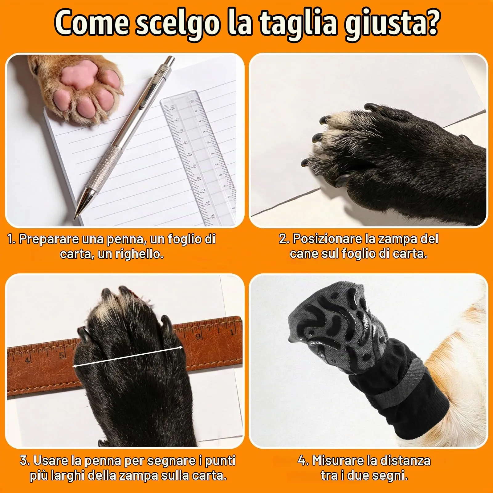 TZL Calzini Antiscivolo per Cani, 4 Pezzi, Taglia S, Nero - immagine 5