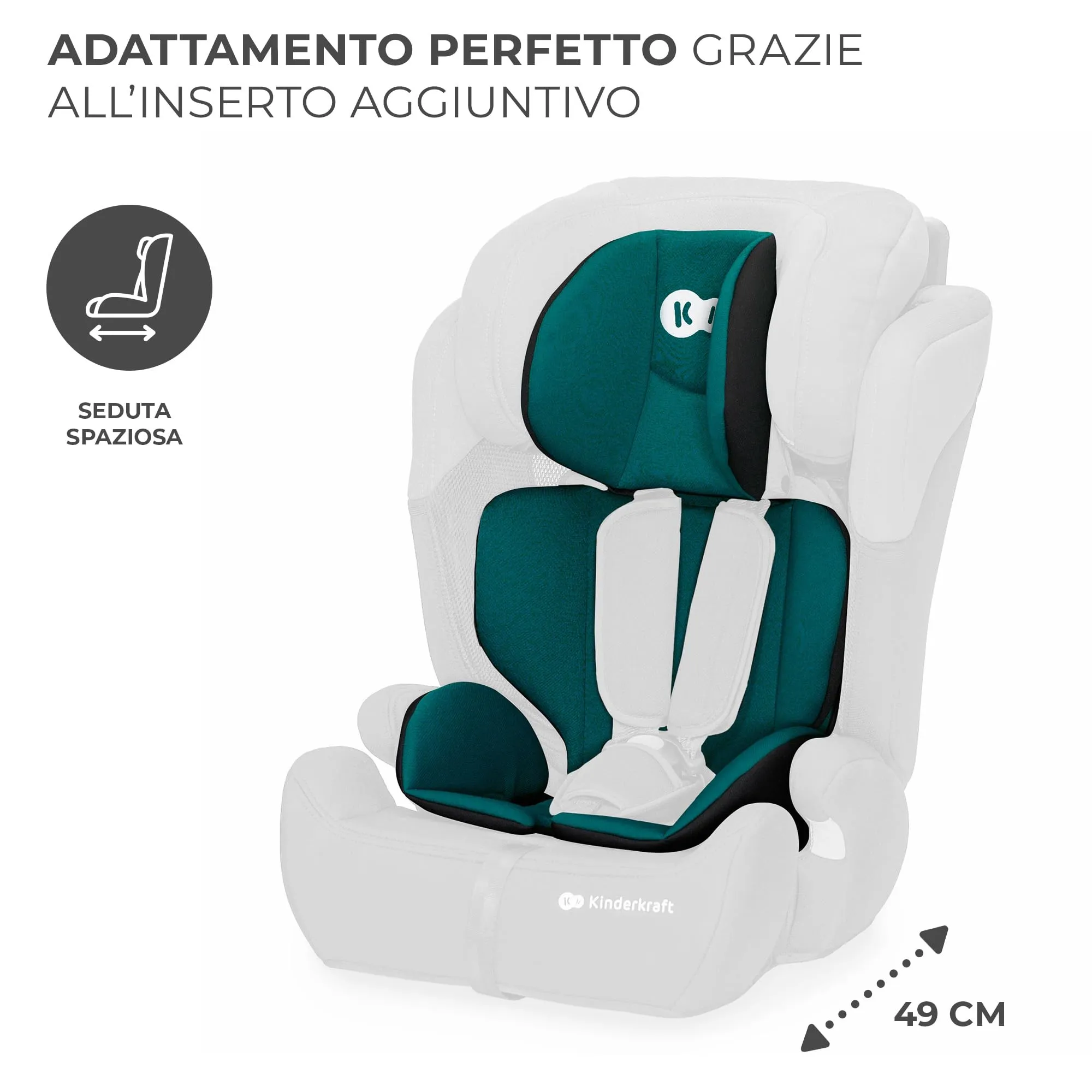 Kinderkraft Comfort Up i-Size Seggiolino Auto 76-150 cm, 9-36 kg, Gruppo 1/2/3, Verde - immagine 7