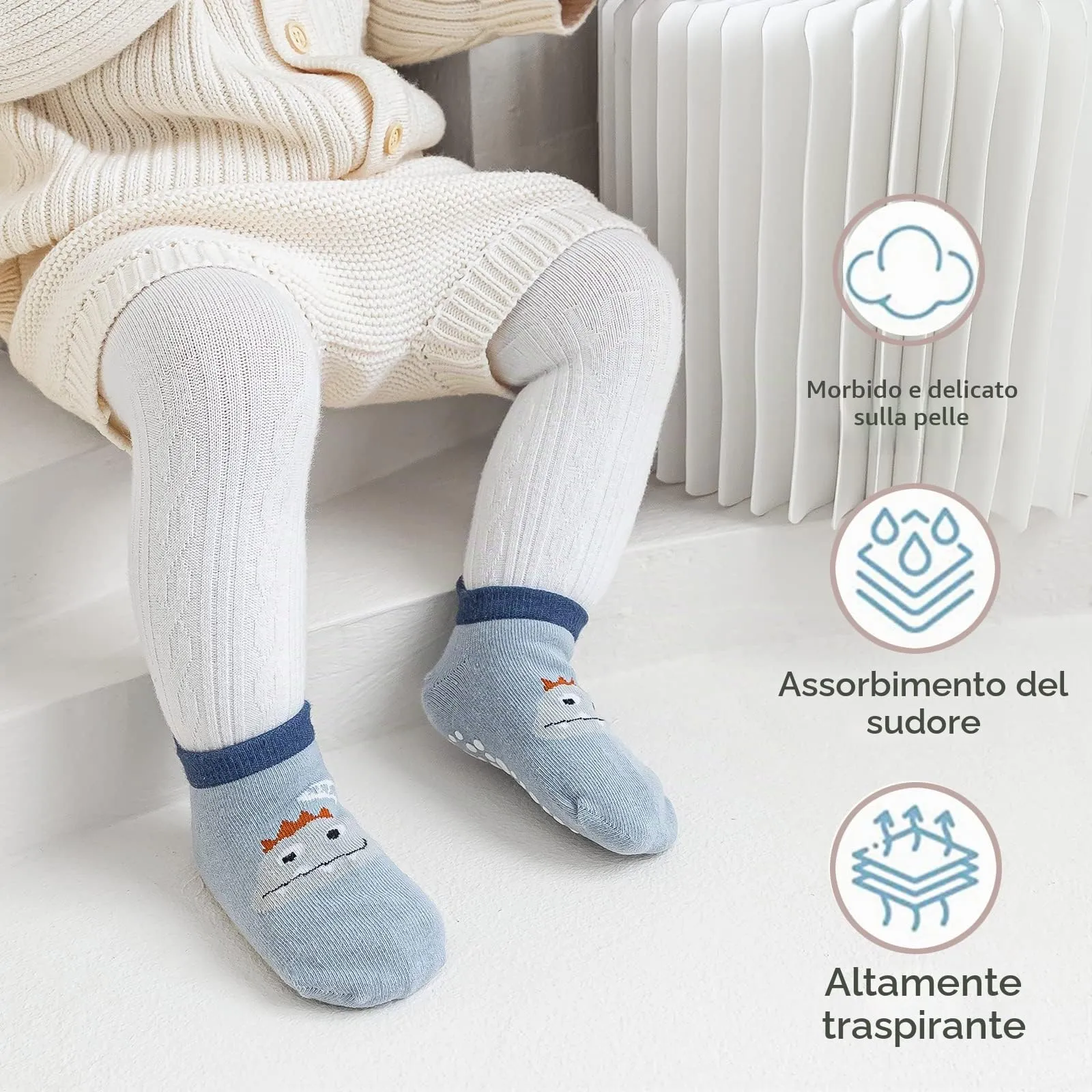 YANWANG Calzini alla Caviglia Antiscivolo per Neonati e Bambini, 6 Paia, Panda (S: 0-12 mesi) - immagine 5