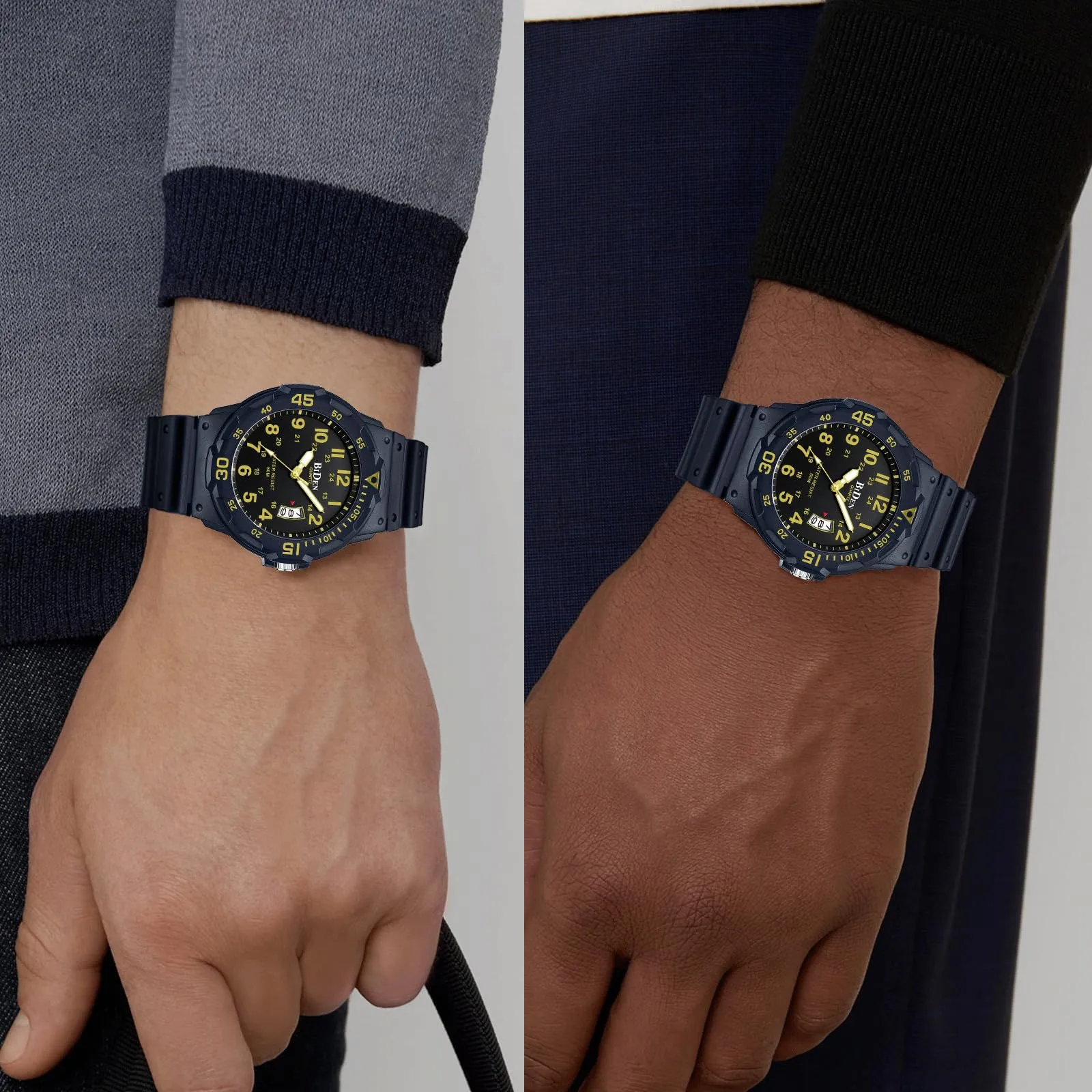 HANPOSH Orologio Uomo Analogico Quarzo Impermeabile con Data Luminosa R009 - immagine 6