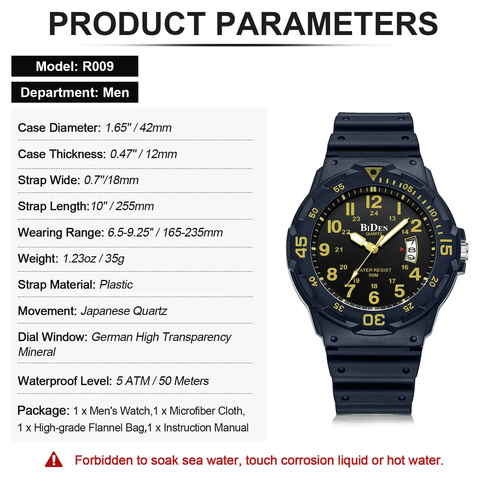 HANPOSH Orologio Uomo Analogico Quarzo Impermeabile con Data Luminosa R009 - immagine 8
