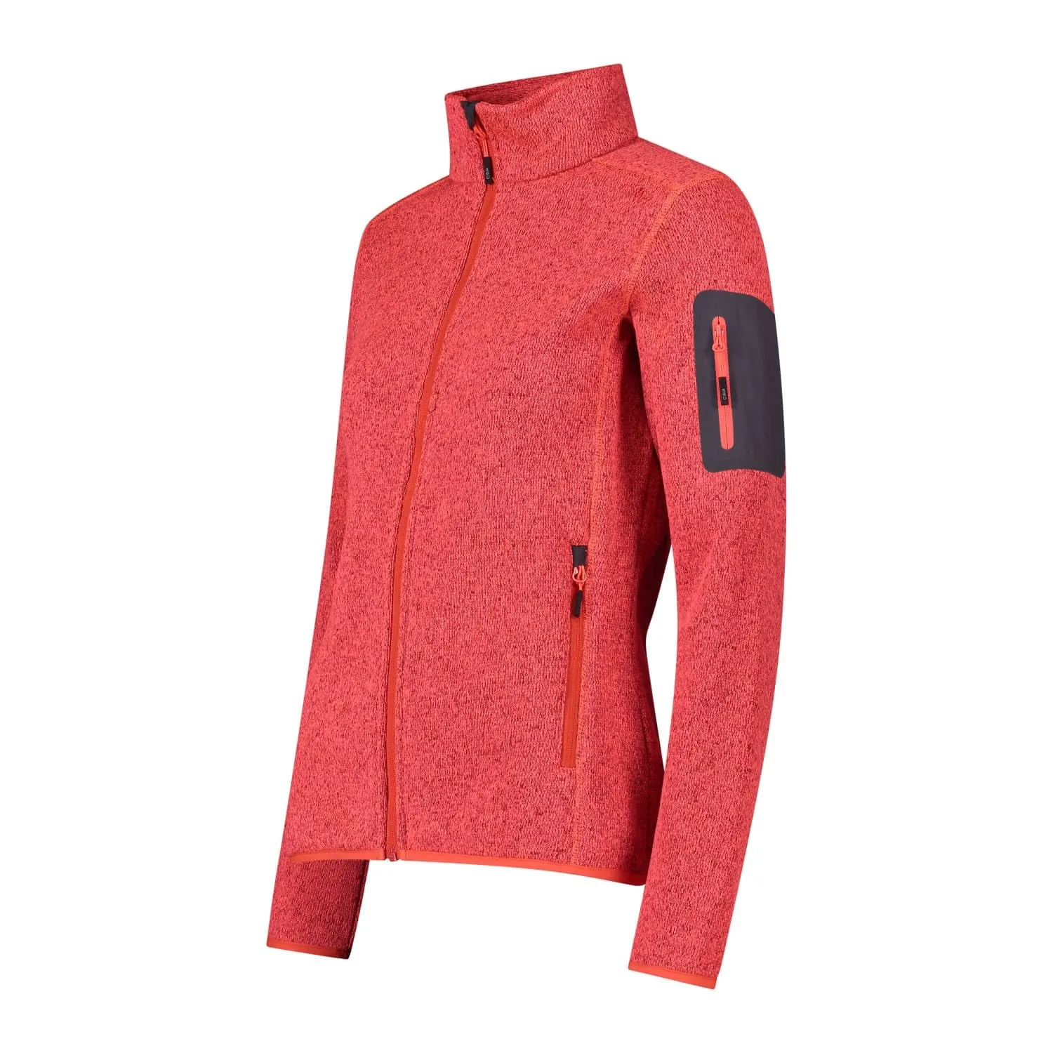CMP Giacca da Donna Knit-Tech, Papavero-Red Fluo-Antracite, M - immagine 3