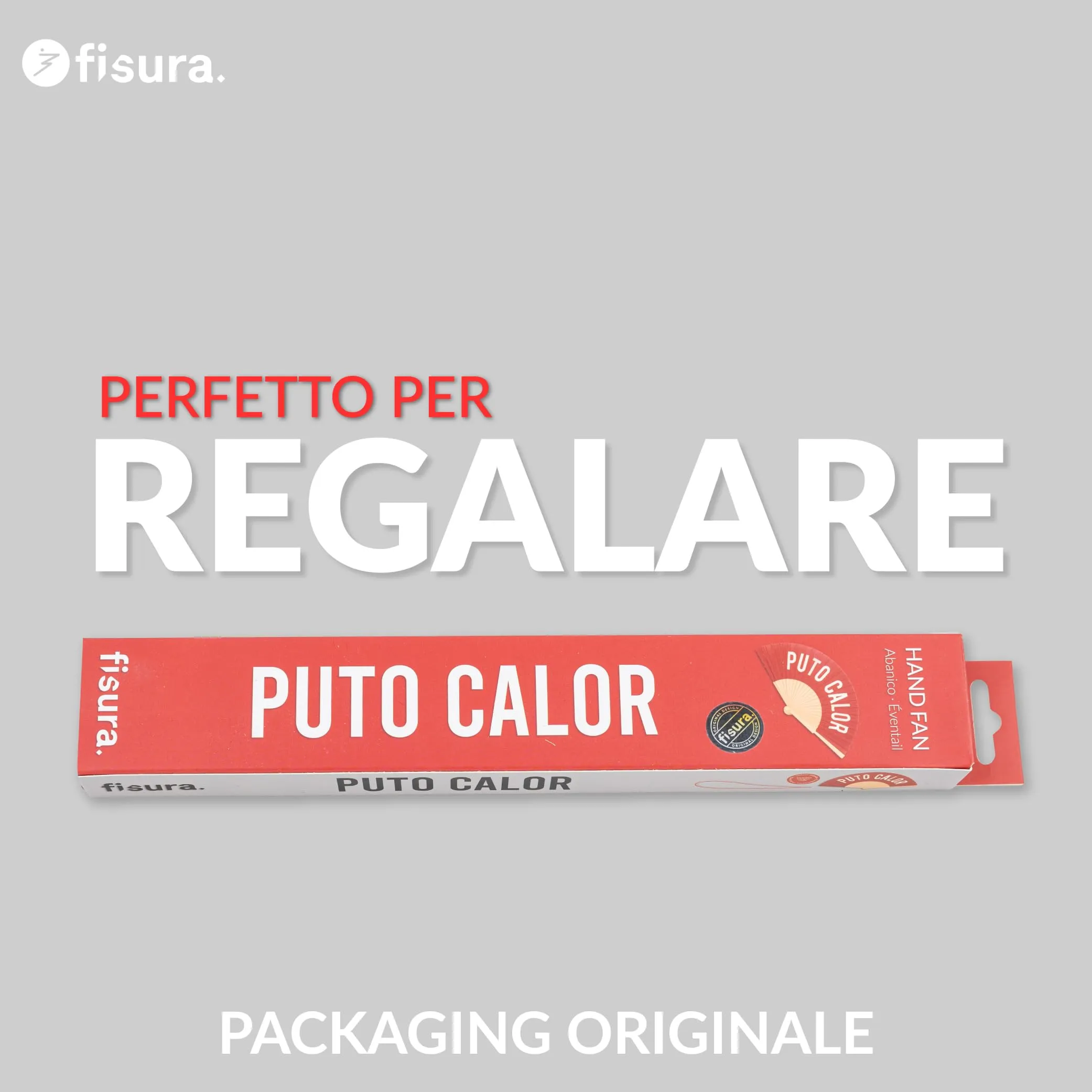Fisura Ventaglio in legno e tessuto con messaggio in spagnolo, Rosso (Calor), 42,5 x 23 cm - immagine 7
