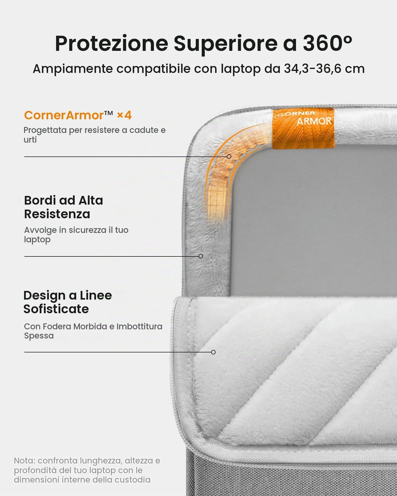 tomtoc Custodia per Laptop 14 Pollici per Acer, ASUS, Dell, HP, Lenovo - immagine 4
