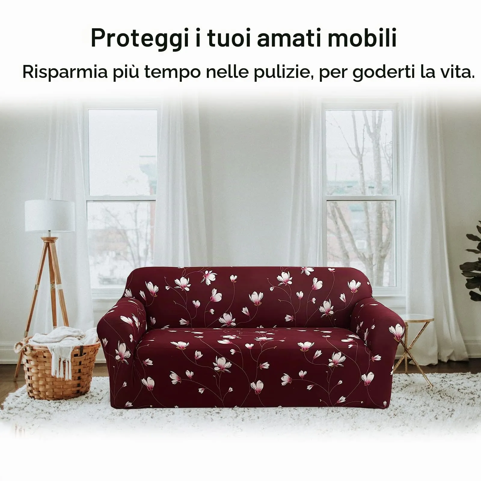 Jaotto Copridivano Elasticizzato 1 Posto, Antimacchia e Antiscivolo, Orchidee Fucsia - immagine 3