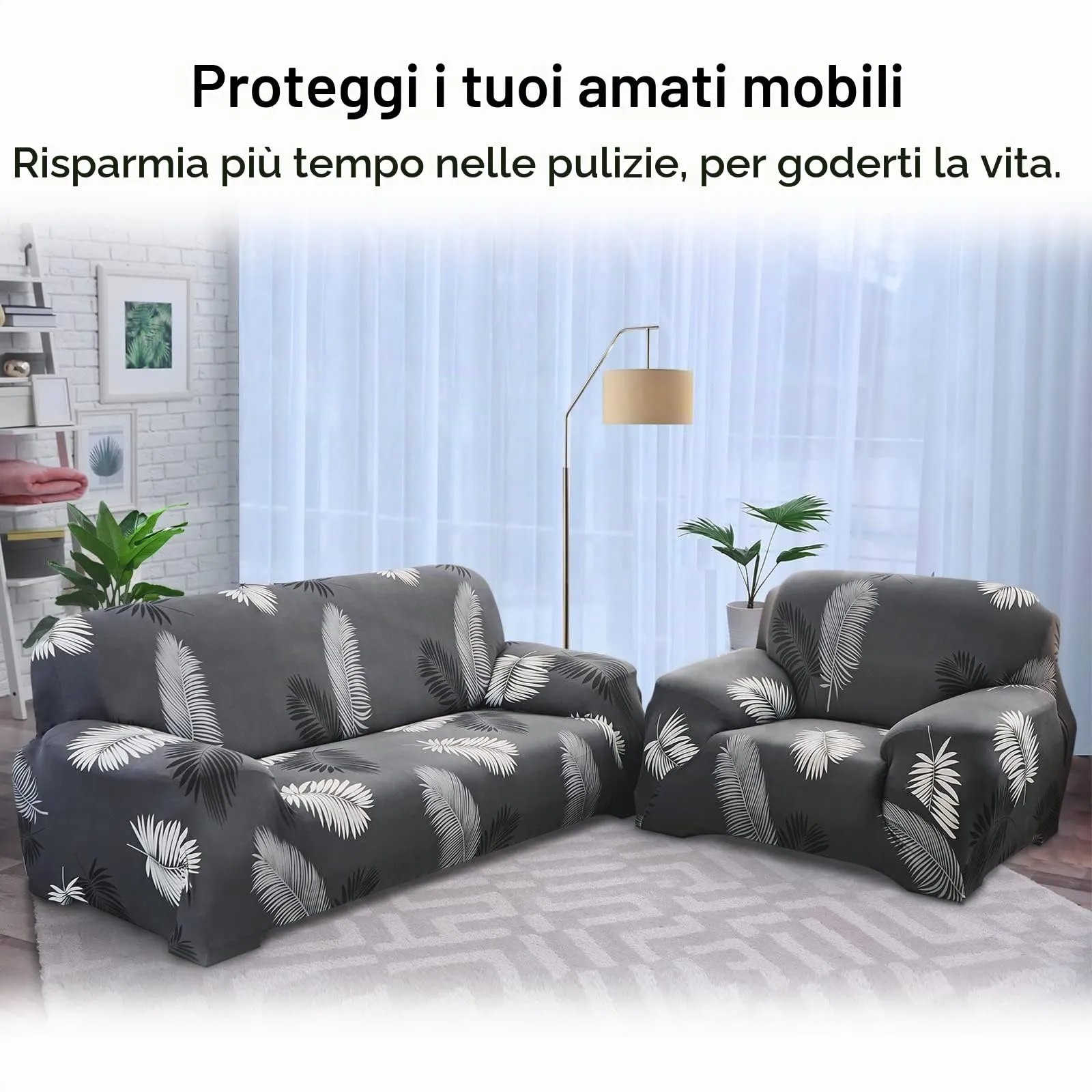 Jaotto Federe per Cuscini Divano in Spandex 45x45cm, Grigia, Set di 2 - immagine 3