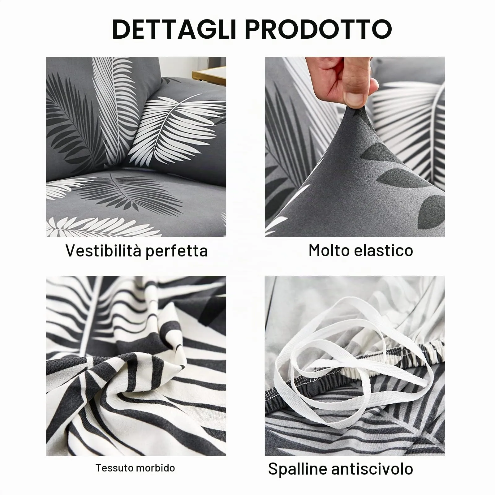 Jaotto Federe per Cuscini Divano in Spandex 45x45cm, Grigia, Set di 2 - immagine 4
