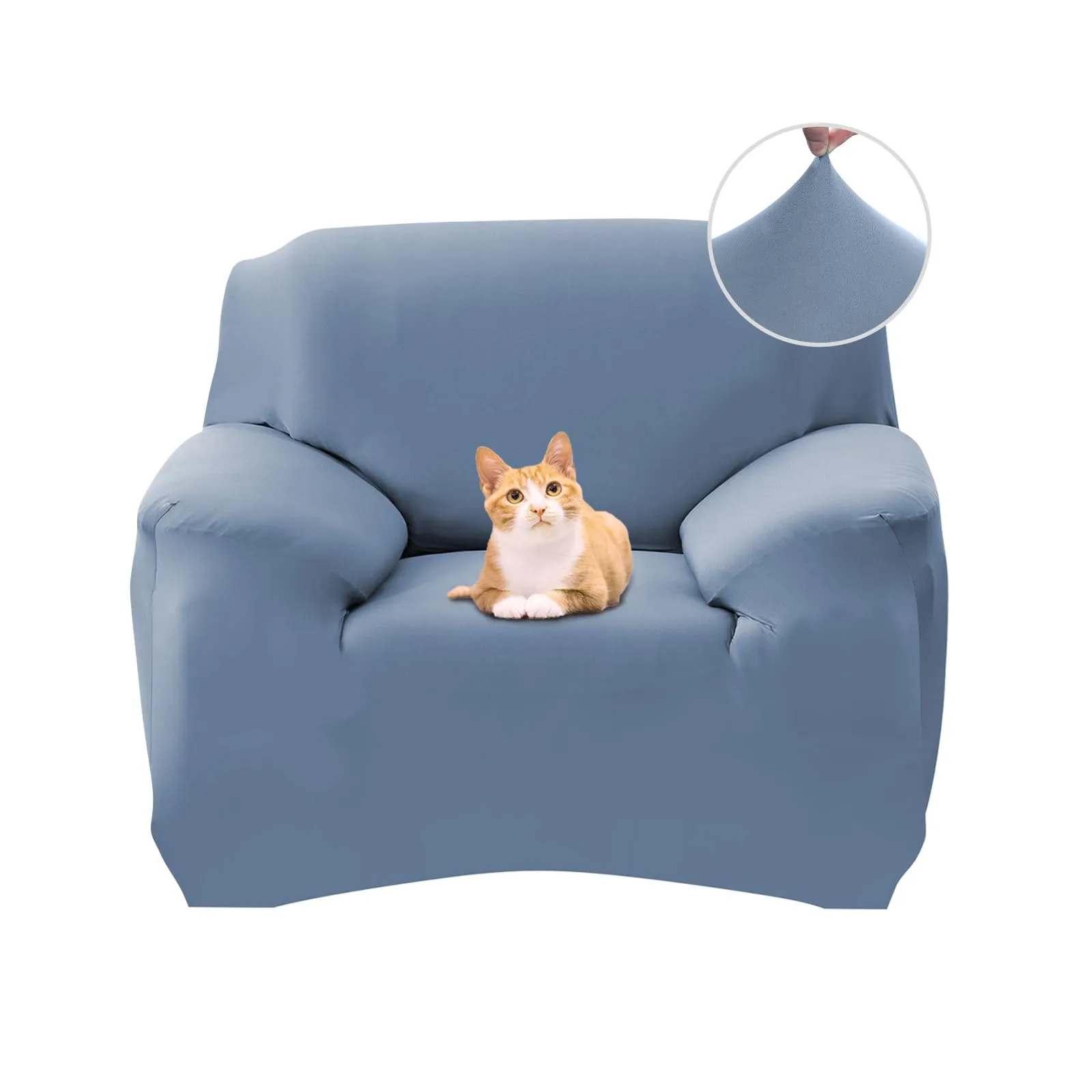 Jaotto Copridivano Elasticizzato 1 Posto Antiscivolo Antimacchia con Braccioli, Grigio Blu - immagine 1