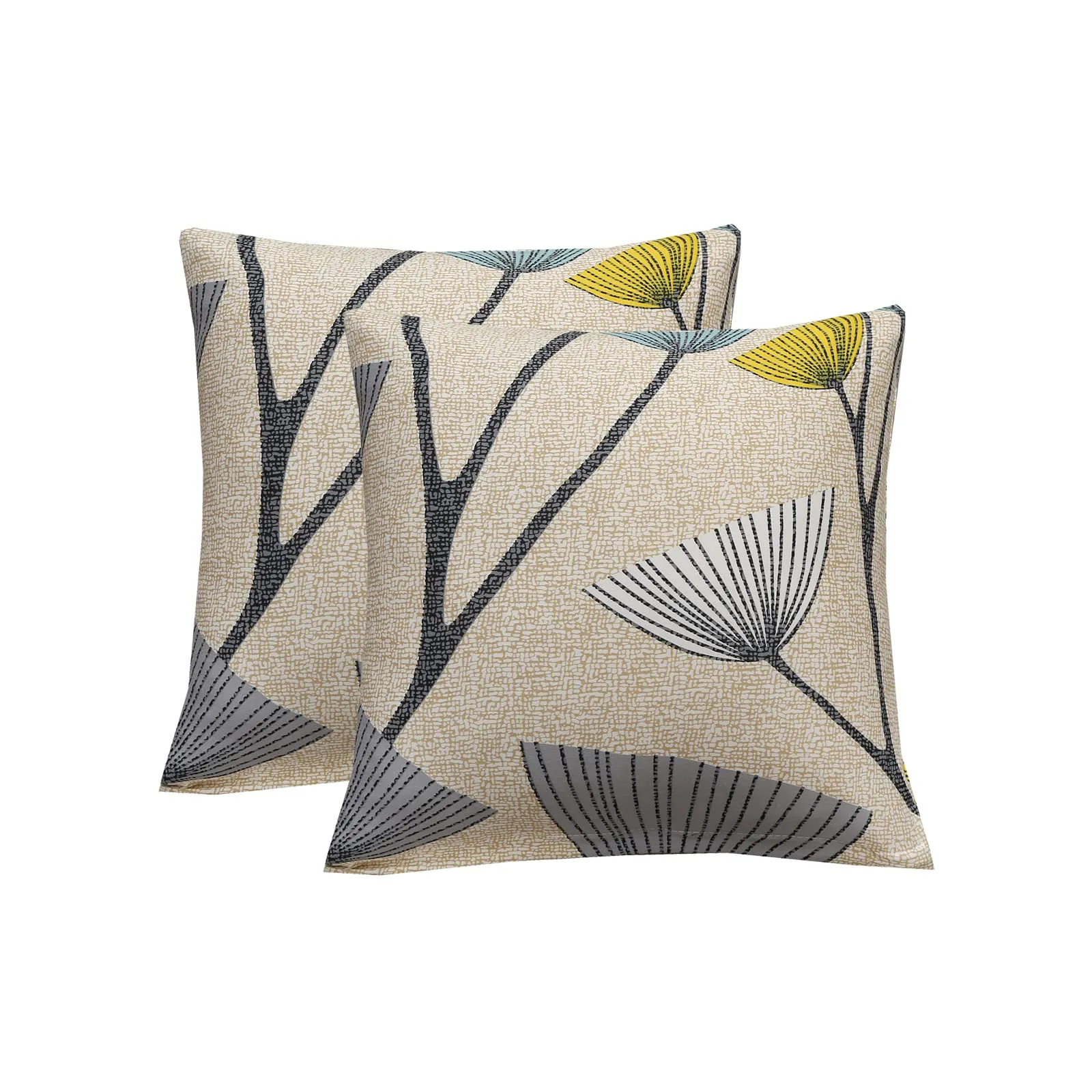 Jaotto Federe per Cuscini Divano Decorativi in Spandex, 45x45cm, Set di 2, Foglie Beige - immagine 1