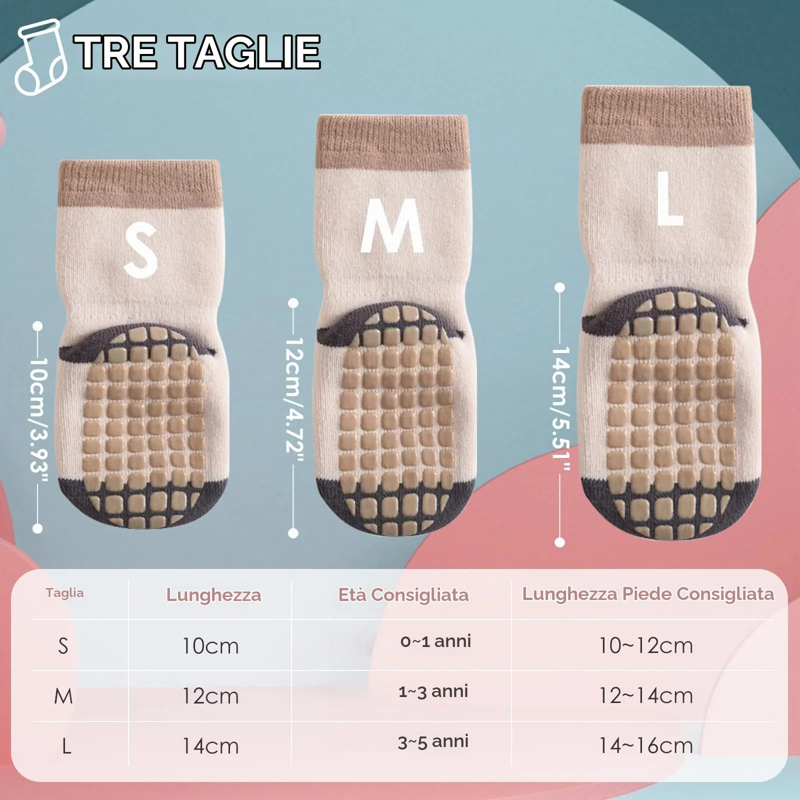 Simpeak Calzini Antiscivolo Invernali in Cotone per Bambino, 4 Paia, 1-3 Anni, M - immagine 6