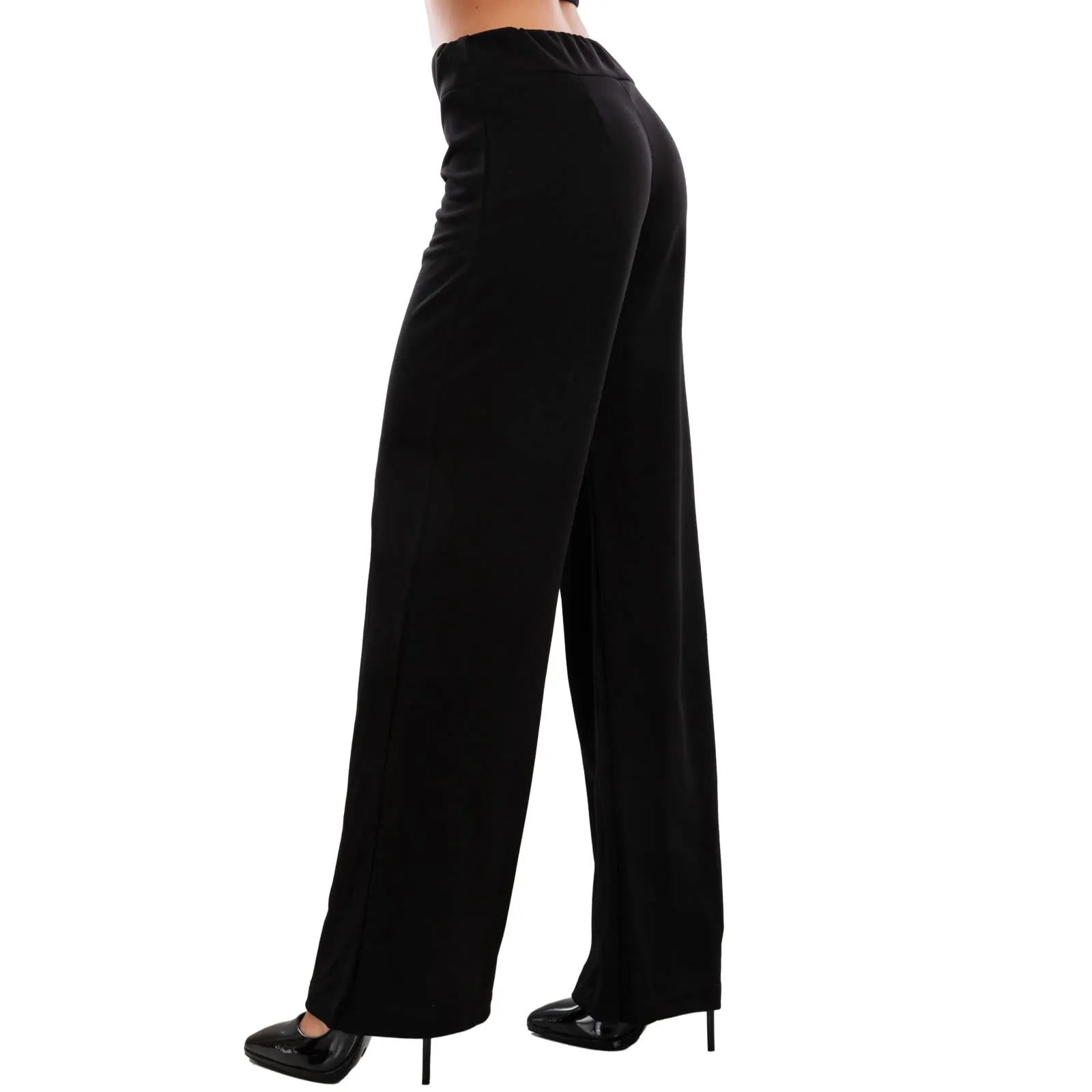 Toocool Pantaloni a Palazzo Donna Basic Elastico in Vita VI-9292, L, Nero - immagine 3