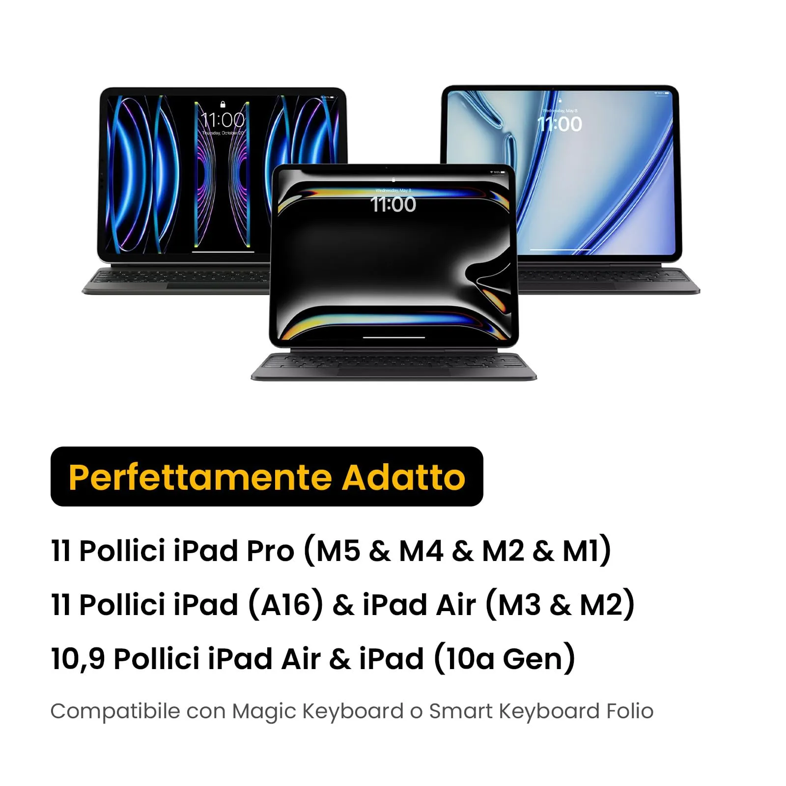 tomtoc 360° Custodia per Tablet per iPad Pro 11 Pollici (M5/M4), iPad Air 11 Pollici (M4/M3/M2), iPad 10, iPad Air 5, Compatibile con Smart/Magic Keyboard - immagine 8