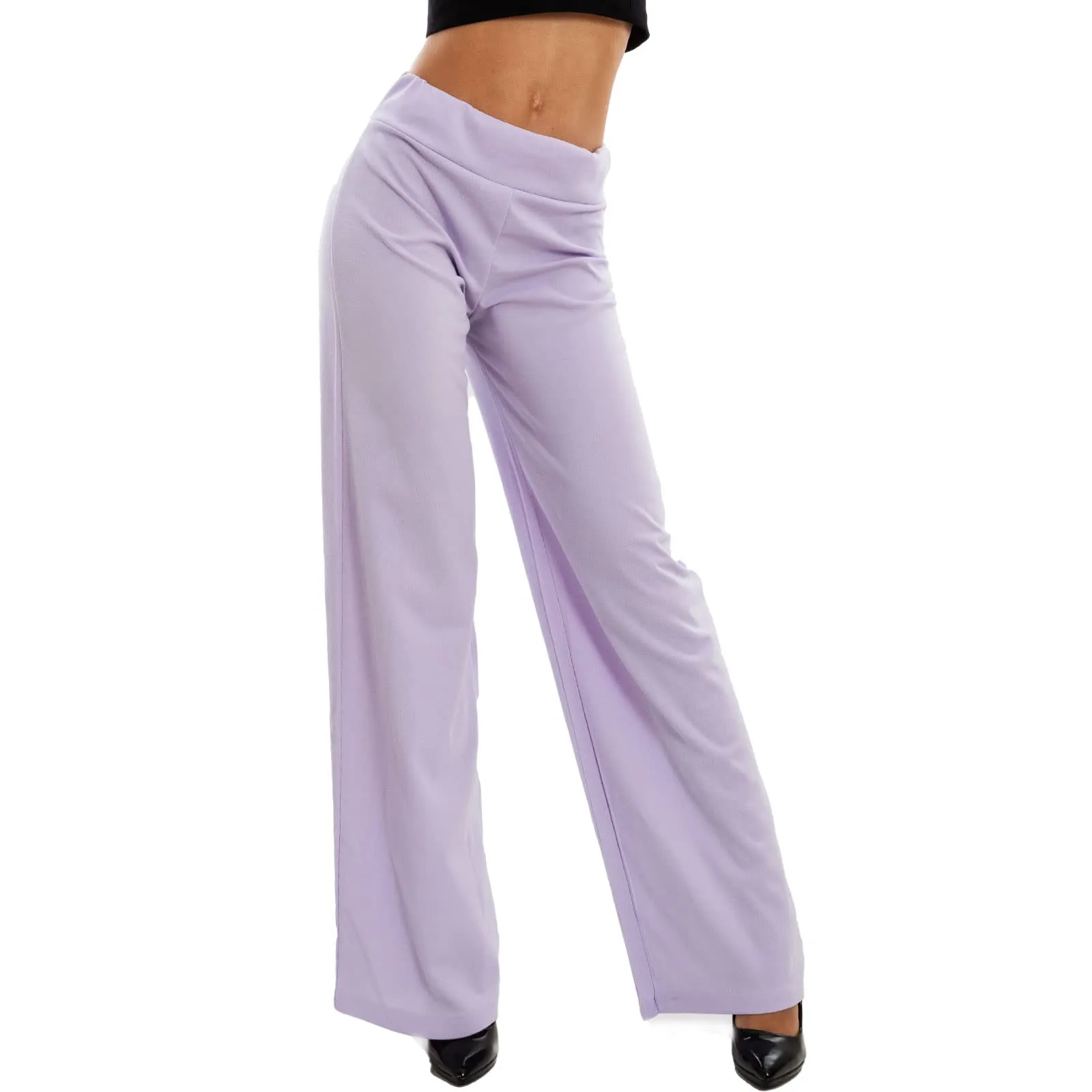 Toocool Pantaloni a Palazzo Basic Elastico in Vita VI-9292, XL, Lilla - immagine 3