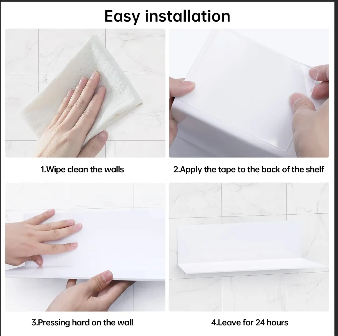 Toski Mensole da Muro in Acrilico senza Forare, 2 Pezzi, 40 cm, Bianco - immagine 6