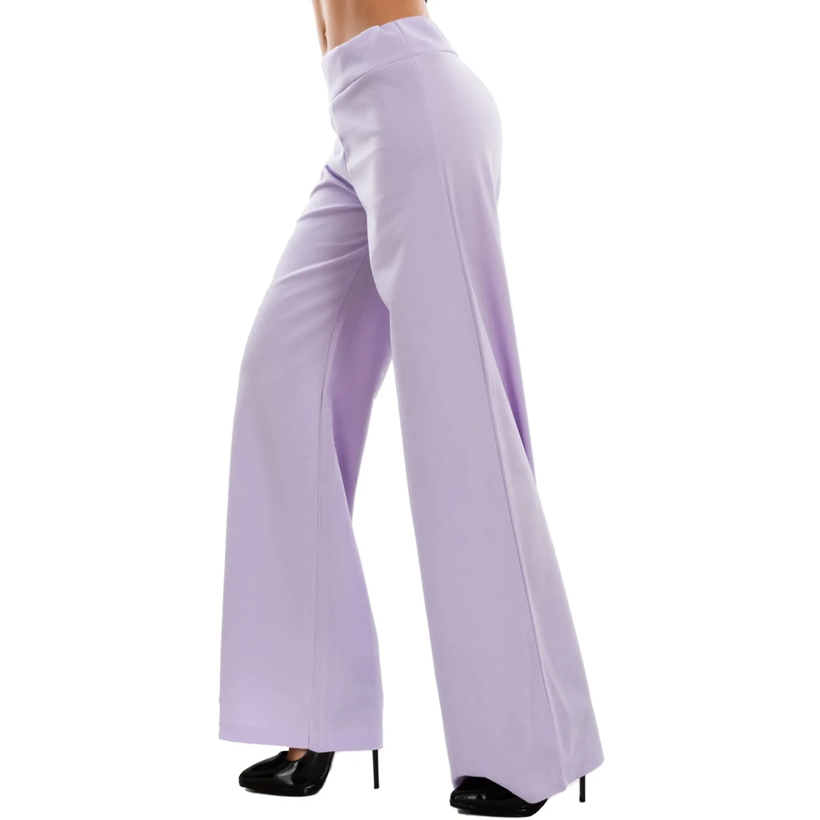 Toocool Pantaloni a Palazzo Basic Elastico in Vita VI-9292, XXL, Lilla - immagine 4