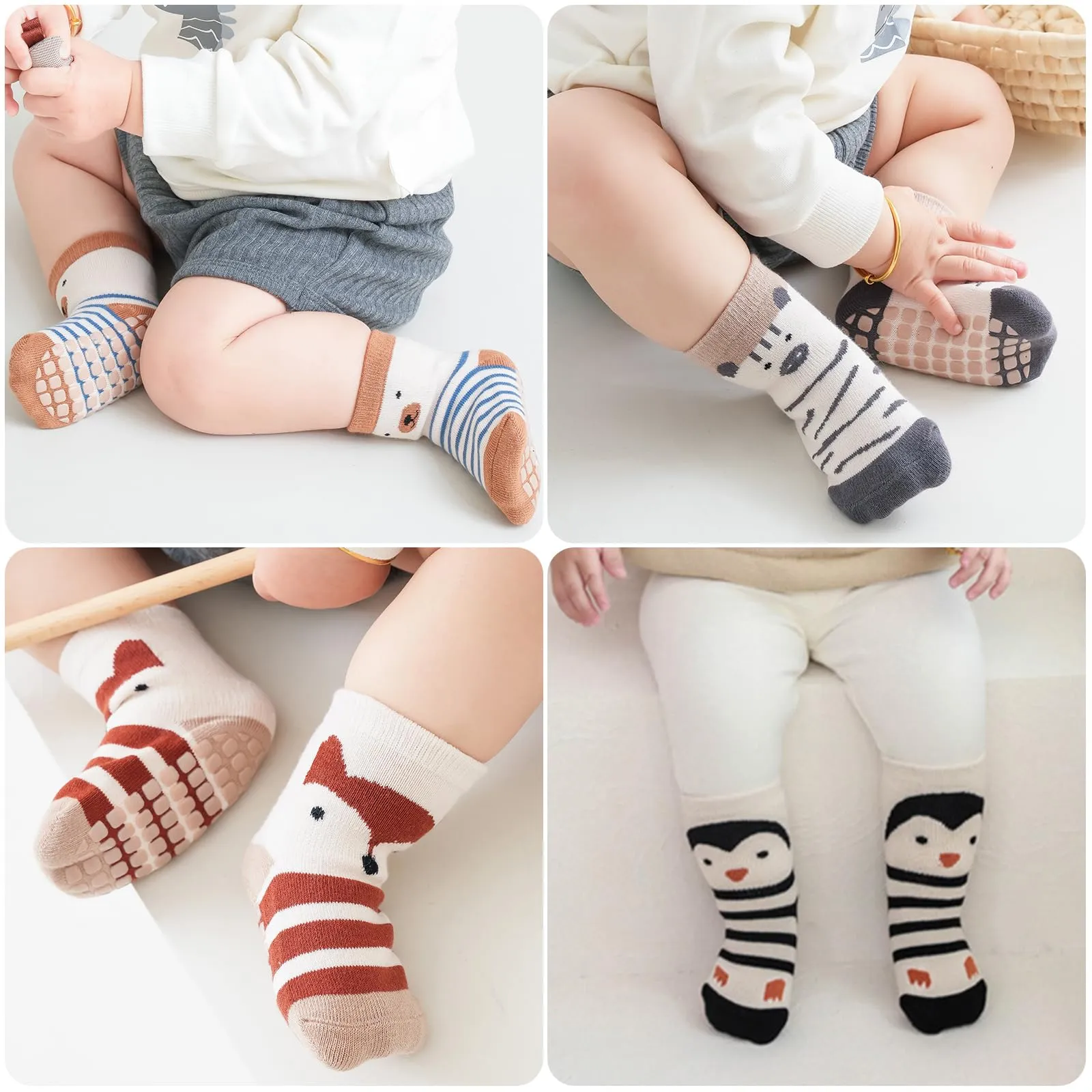 Simpeak Calzini Antiscivolo per Bambino in Cotone, 4 Paia, 3-5 Anni, L - immagine 2