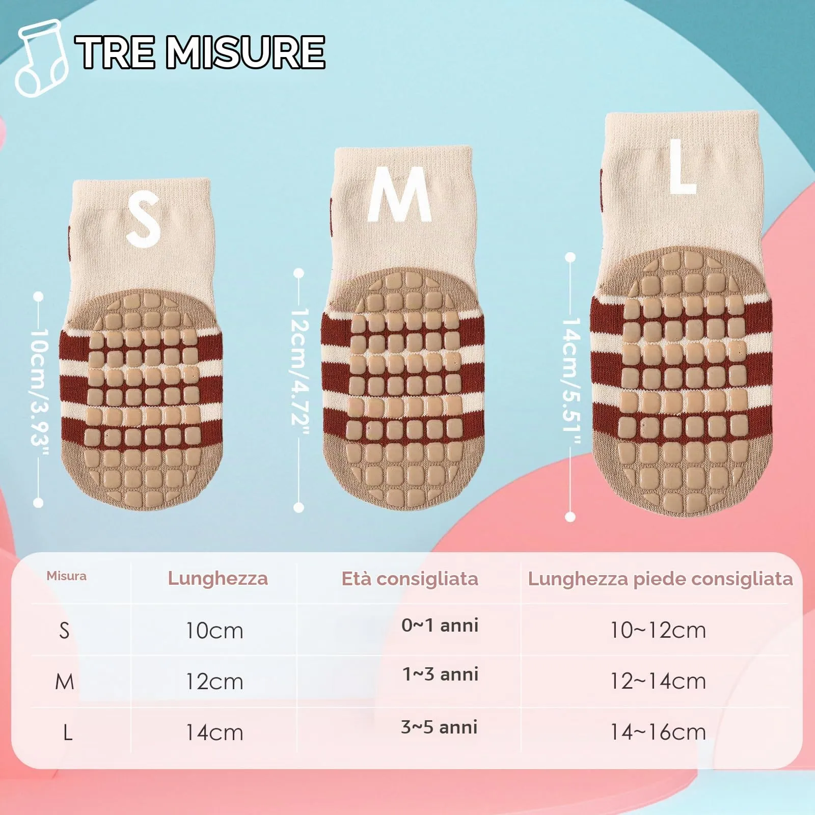 Simpeak Calzini Antiscivolo per Bambino in Cotone, 4 Paia, 3-5 Anni, L - immagine 7