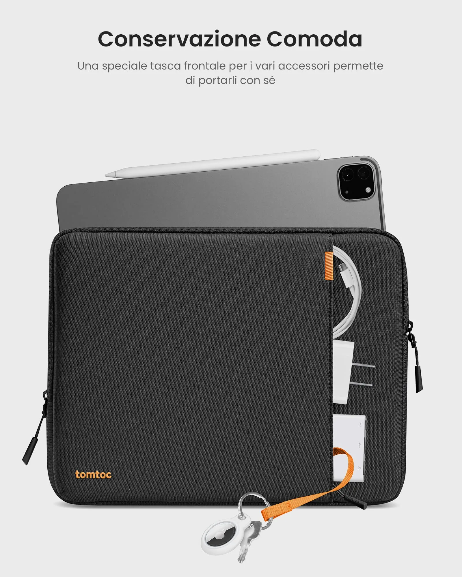 tomtoc Custodia 360° per iPad 11 pollici (Pro M5/M4, Air M4/M3/M2, Air 5, 10.9"/10.2") con Scomparto Accessori, Compatibile con Smart/Magic Keyboard - immagine 5