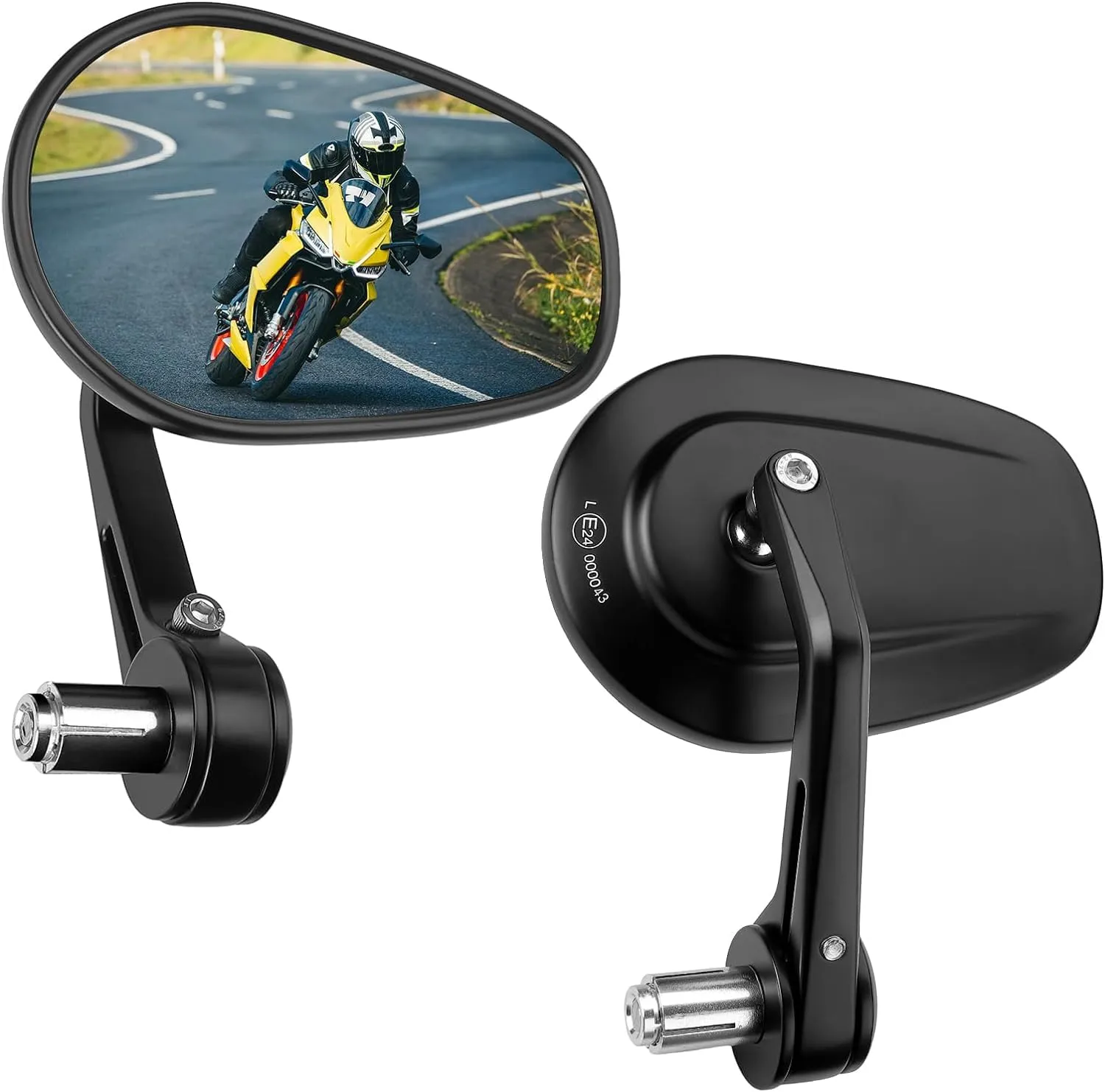 KEMIMOTO Specchietti Retrovisore Moto E24, Universali per Manubrio 22mm, 2 Pezzi - immagine 1