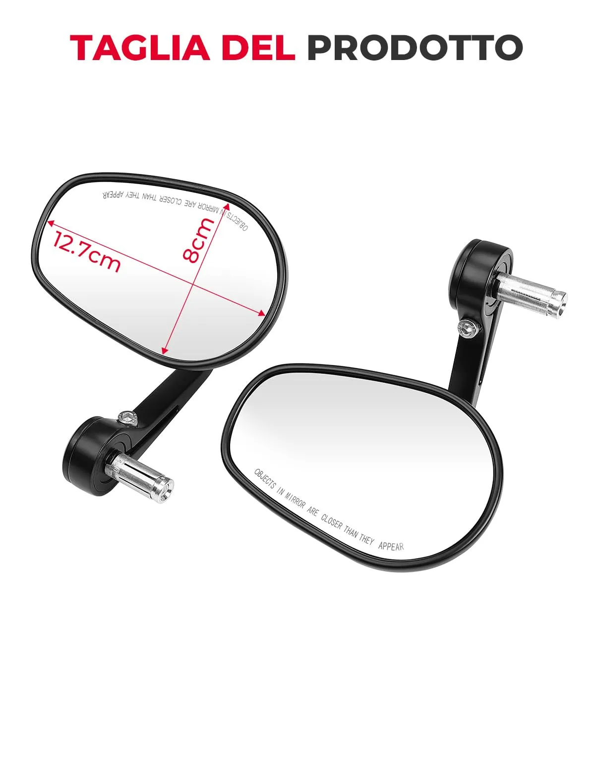 KEMIMOTO Specchietti Retrovisore Moto E24, Universali per Manubrio 22mm, 2 Pezzi - immagine 4