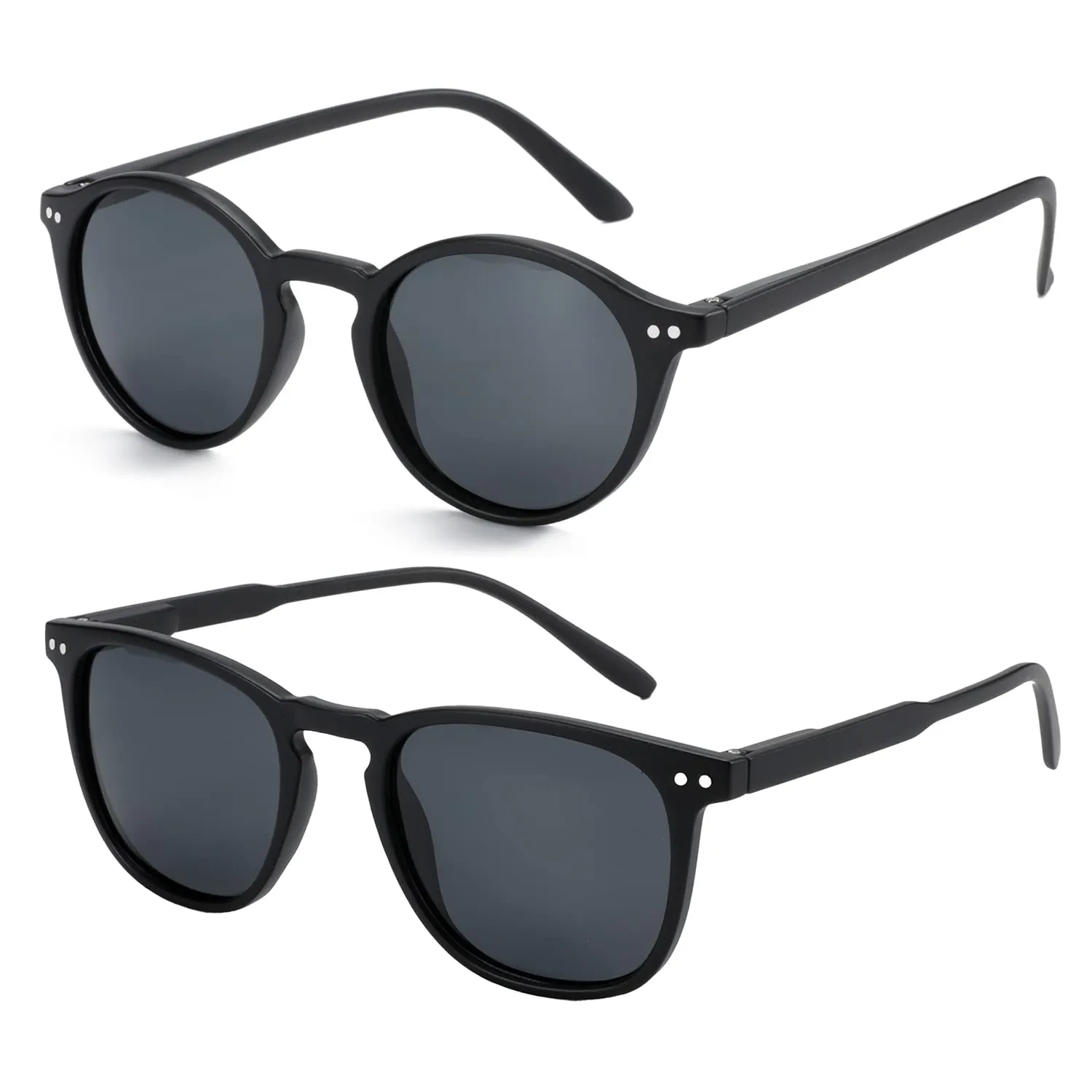 ZENOTTIC 2 Paia Occhiali da Sole Polarizzati Retro Vintage Rotondi e Quadrati Protezione UV400 Unisex - immagine 1