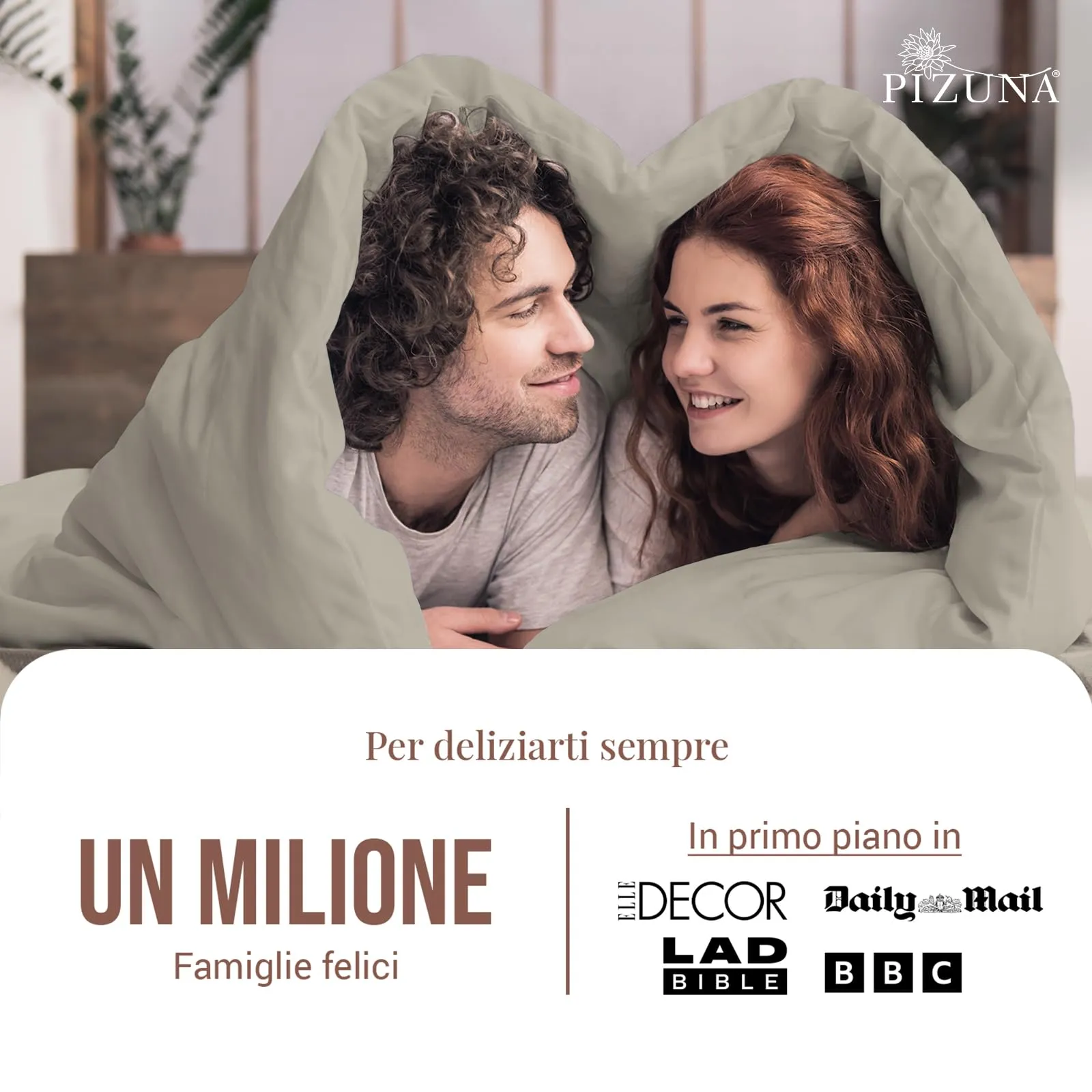 Pizuna Linens Set Copripiumino Singolo in Cotone 400 Fili, 150x200 cm, Tortora, 2 Pezzi - immagine 4