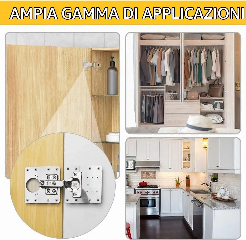 Flintronic Piastra di Riparazione per Cerniere, Acciaio Inossidabile 90x90mm, 2 Pezzi con 12 Viti - immagine 3