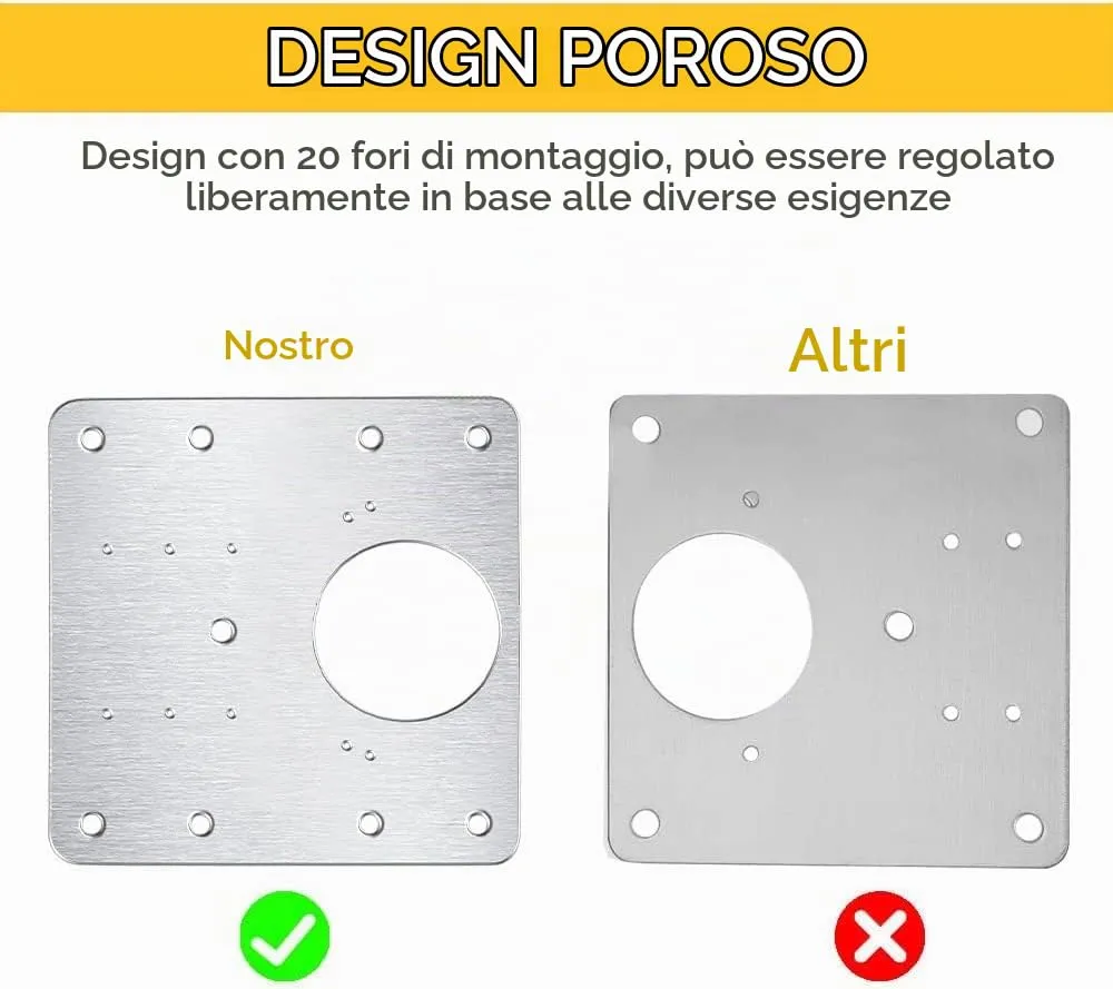 Flintronic Piastra di Riparazione per Cerniere, Acciaio Inossidabile 90x90mm, 2 Pezzi con 12 Viti - immagine 4
