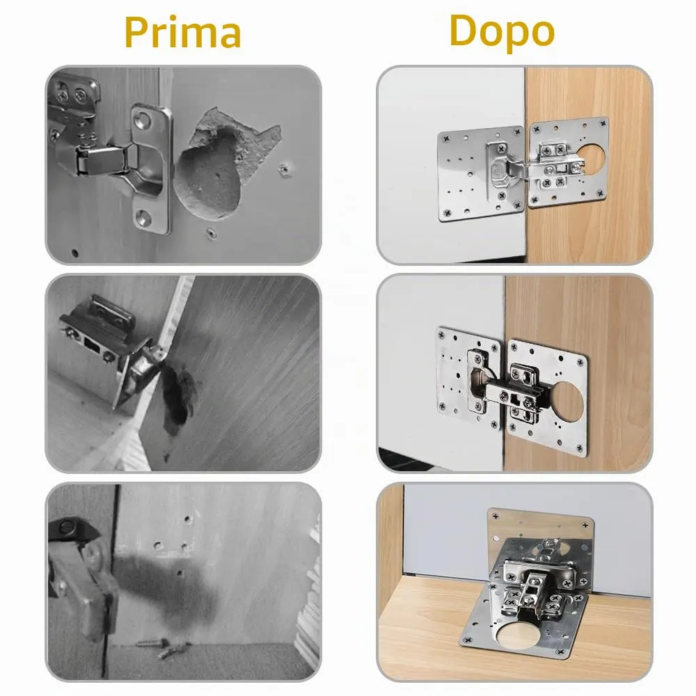 Flintronic Piastra di Riparazione per Cerniere, Acciaio Inossidabile 90x90mm, 2 Pezzi con 12 Viti - immagine 7