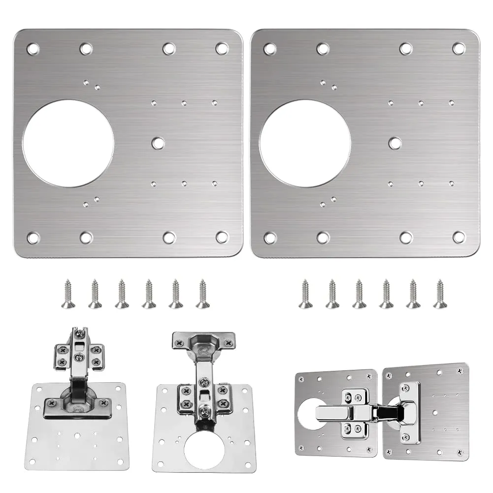 Flintronic Piastra di Riparazione per Cerniere, Acciaio Inossidabile 90x90mm, 2 Pezzi con 12 Viti - immagine 8