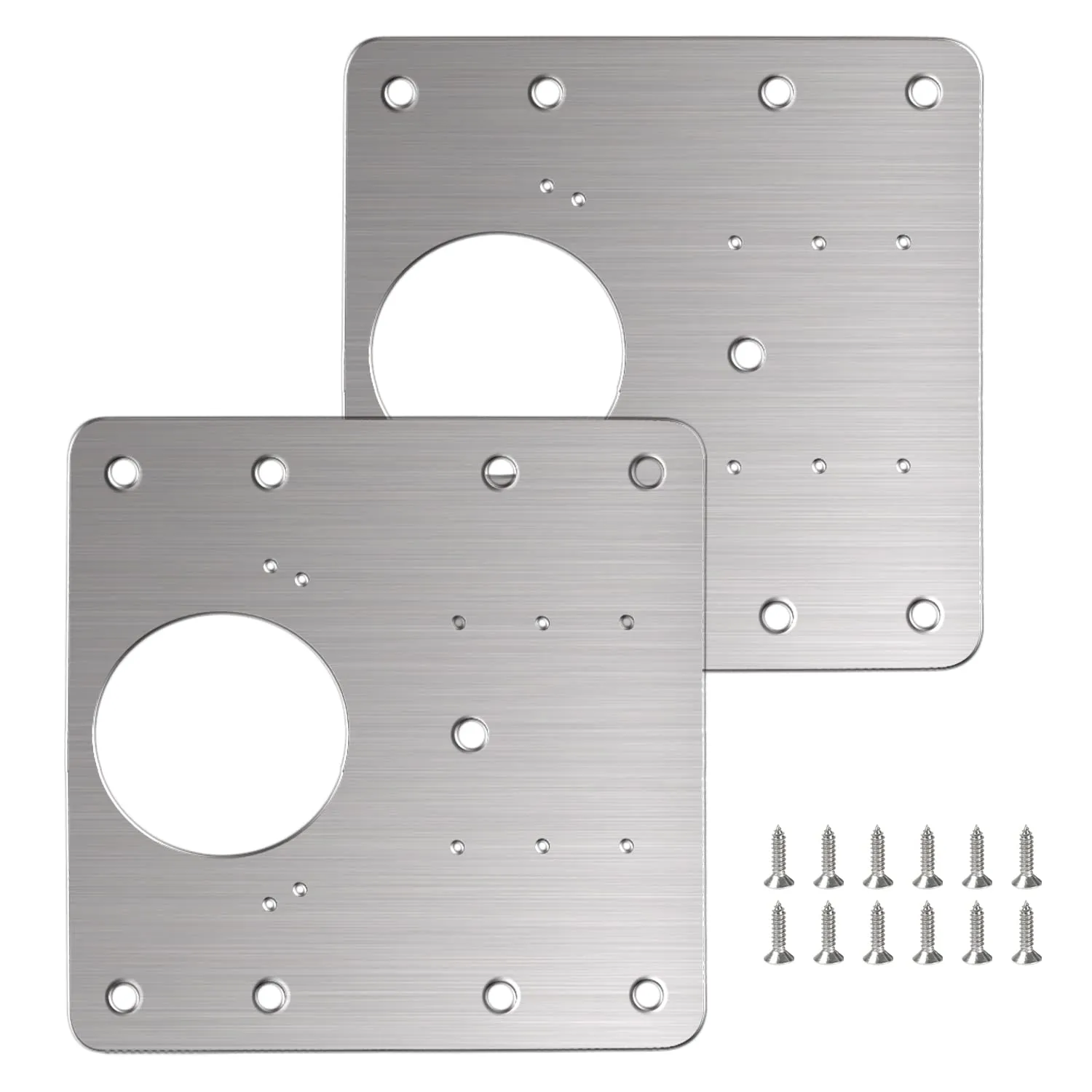 Flintronic Piastra di Riparazione per Cerniere, Acciaio Inossidabile 90x90mm, 2 Pezzi con 12 Viti - immagine 9