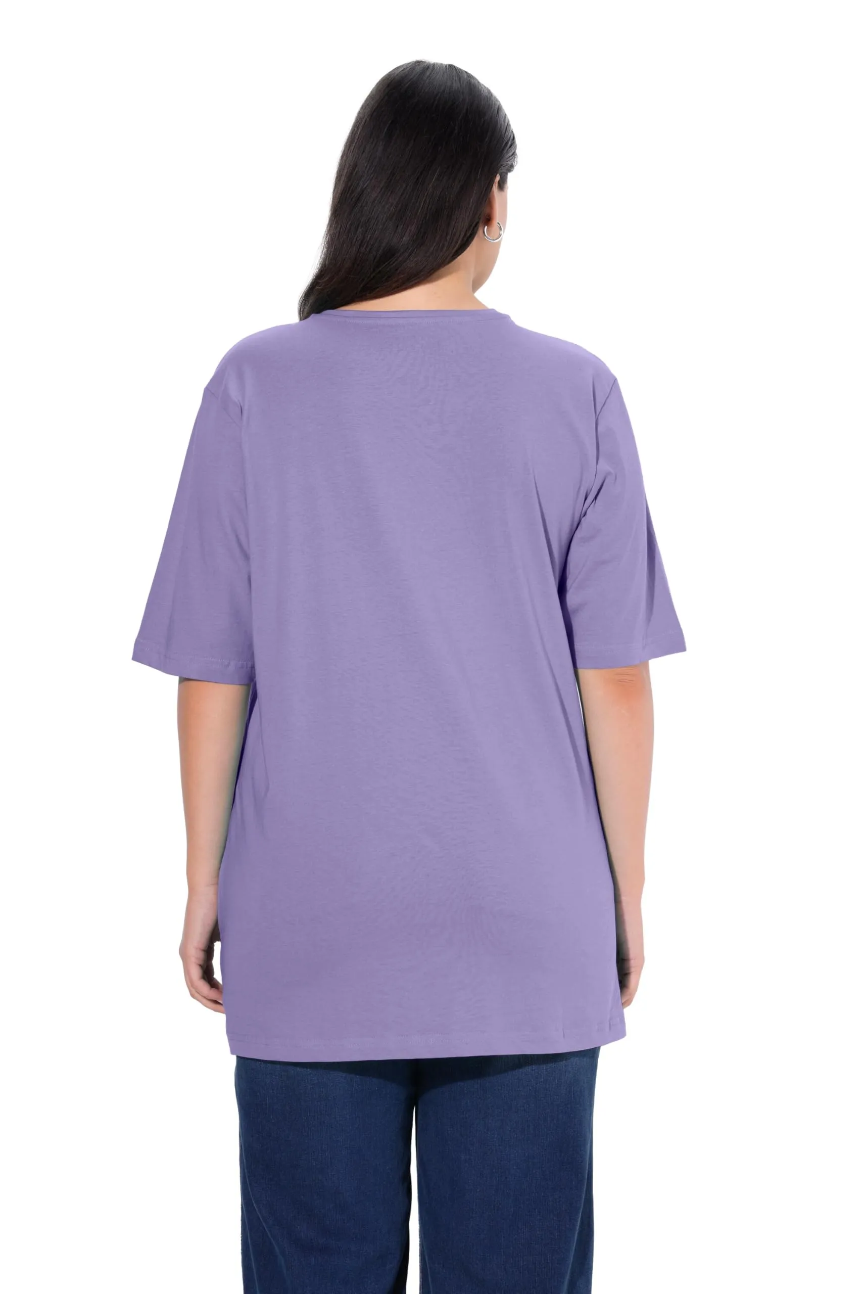 Ulla Popken T-Shirt mit V-Ausschnitt 515283 Lilla Blu size 56-58 - immagine 2