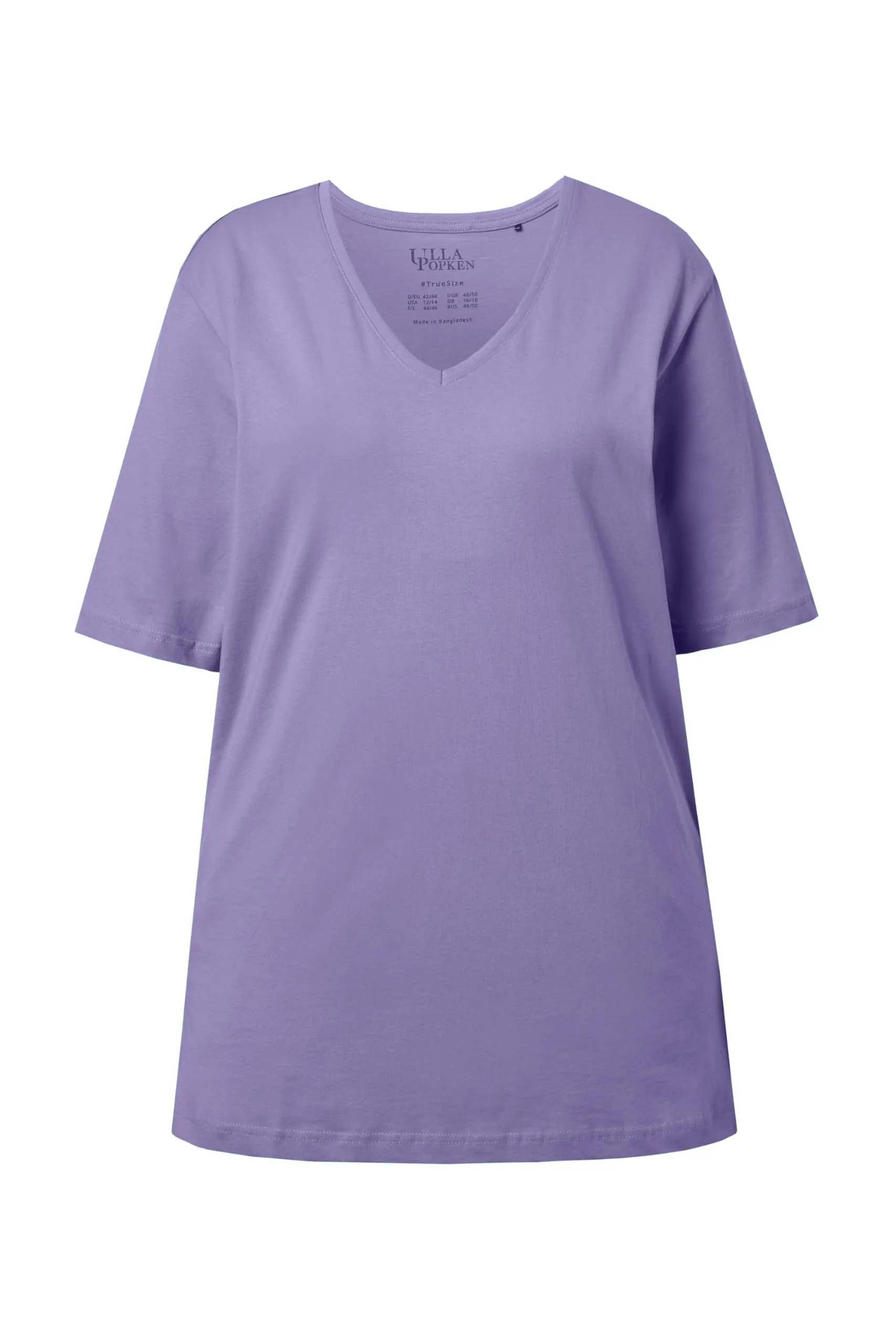 Ulla Popken T-Shirt mit V-Ausschnitt 515283 Lilla Blu size 56-58 - immagine 3