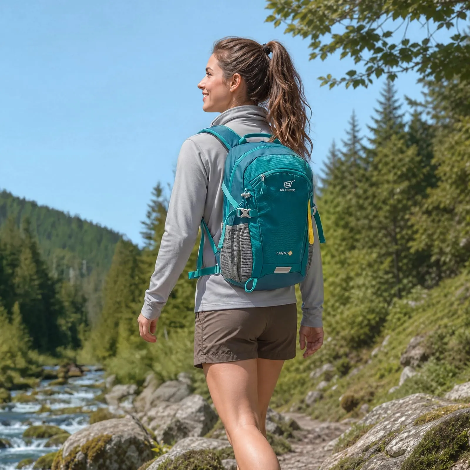 SKYSPER Zaino da Hiking 20L Scozzese Ciano - immagine 2