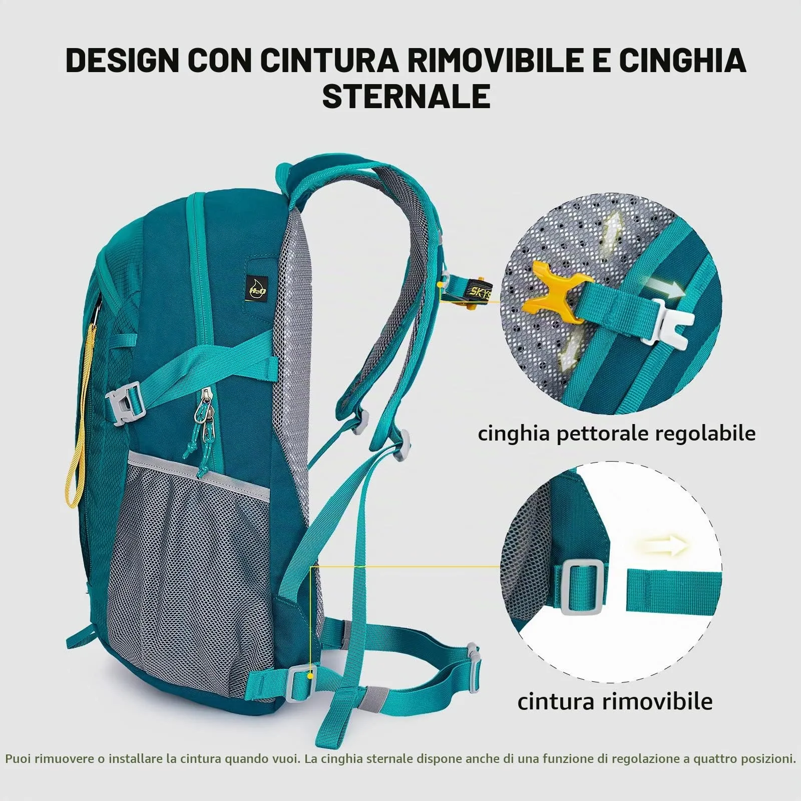SKYSPER Zaino da Hiking 20L Scozzese Ciano - immagine 4