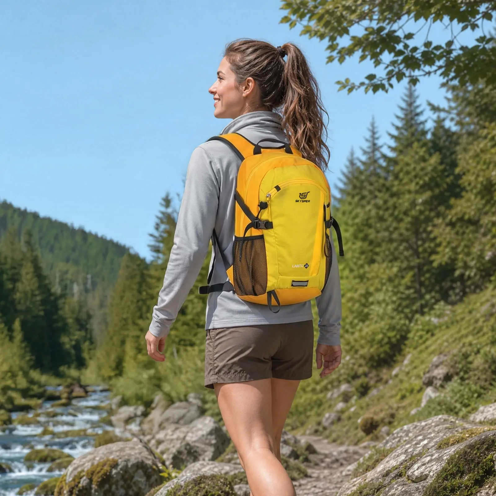 SKYSPER Zaino da Hiking 20L Scozzese Giallo - immagine 2