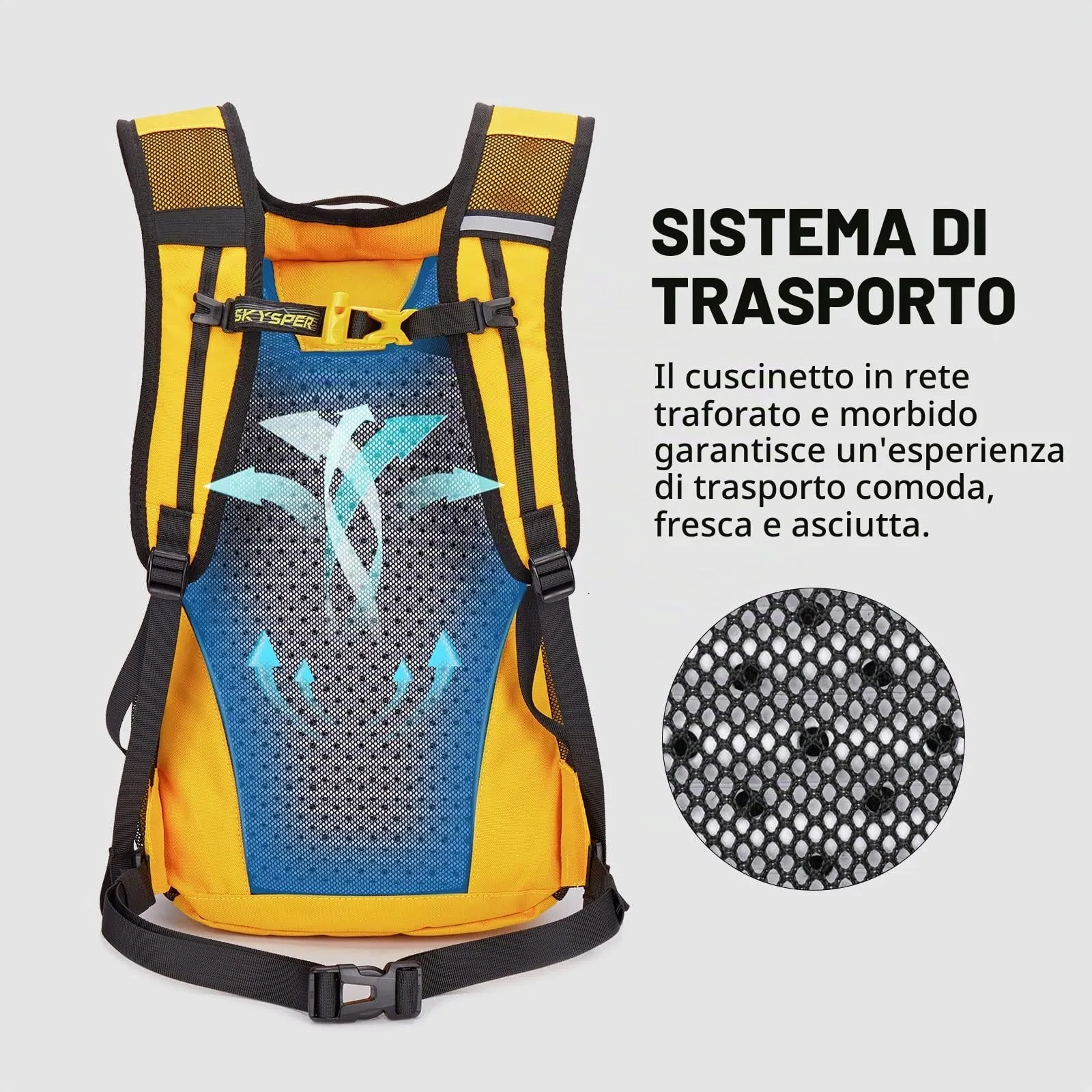 SKYSPER Zaino da Hiking 20L Scozzese Giallo - immagine 3