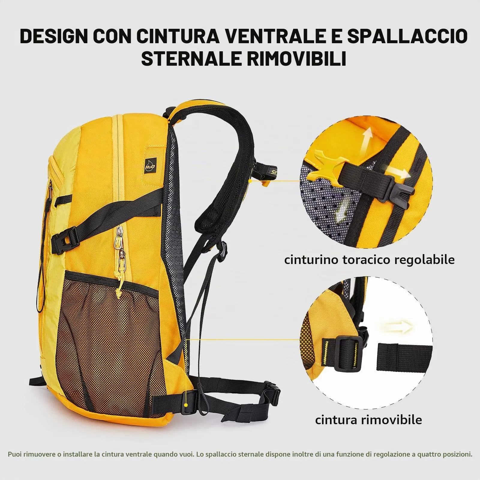 SKYSPER Zaino da Hiking 20L Scozzese Giallo - immagine 4