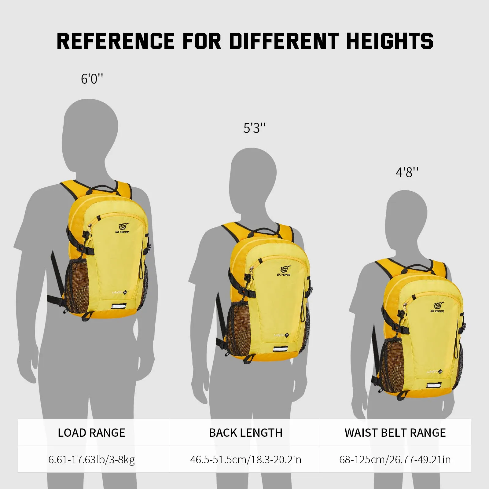 SKYSPER Zaino da Hiking 20L Scozzese Giallo - immagine 7