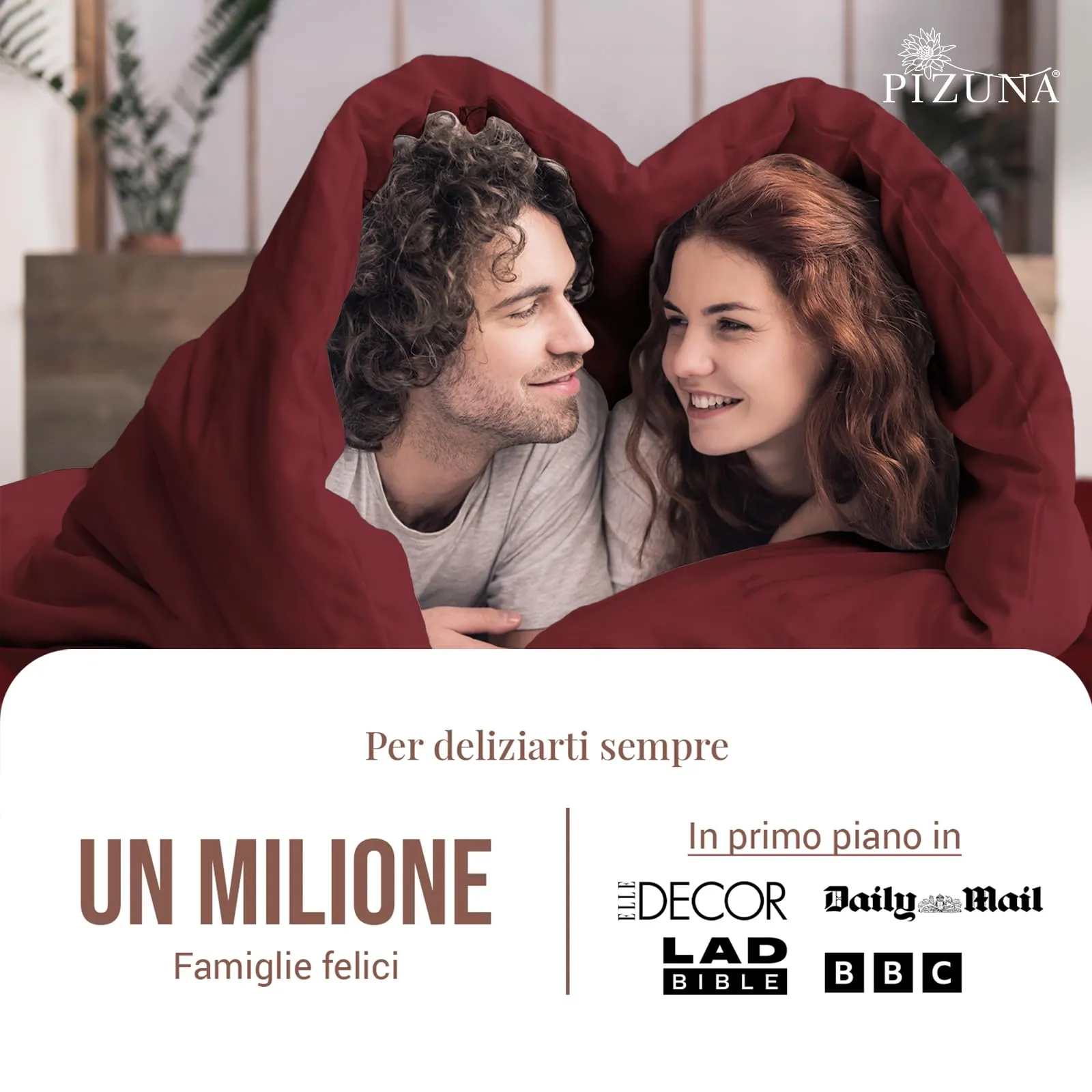 Pizuna Linens Copripiumino Singolo in Cotone 400 fili, 150x200 cm, Rosso, Set 2 Pezzi - immagine 4