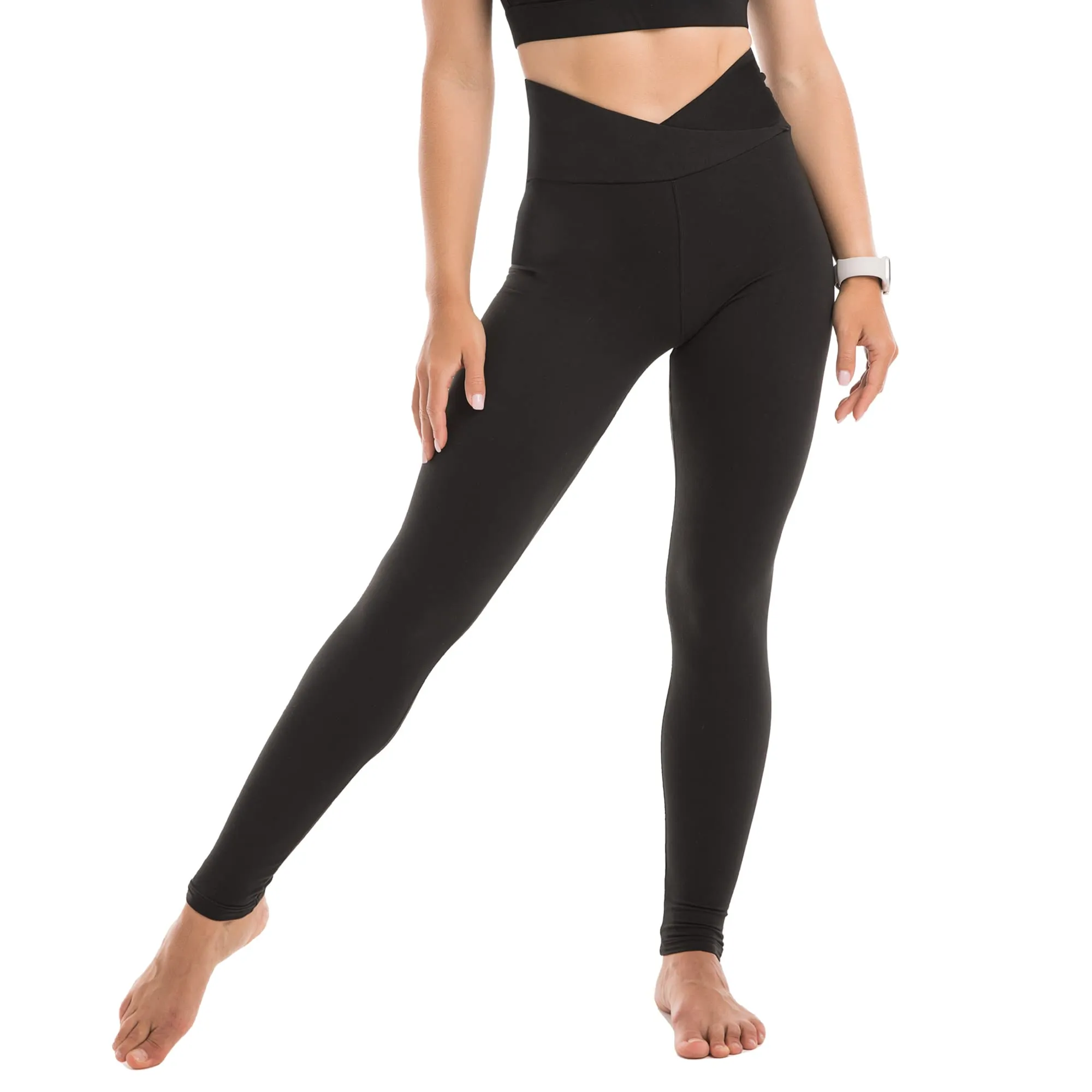 SINOPHANT Leggings Vita Alta Donna Fitness Yoga Nero Vita Incrociata, XXL - immagine 1