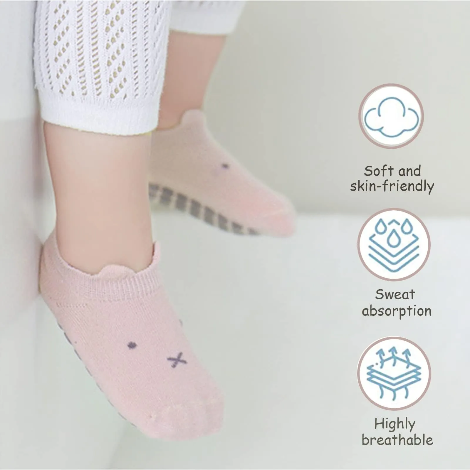YANWANG Calzini alla Caviglia Antiscivolo per Bambini, Motivi Cartone Animato, 6 Paia, 3-5 anni, Multicolor B1 - immagine 5