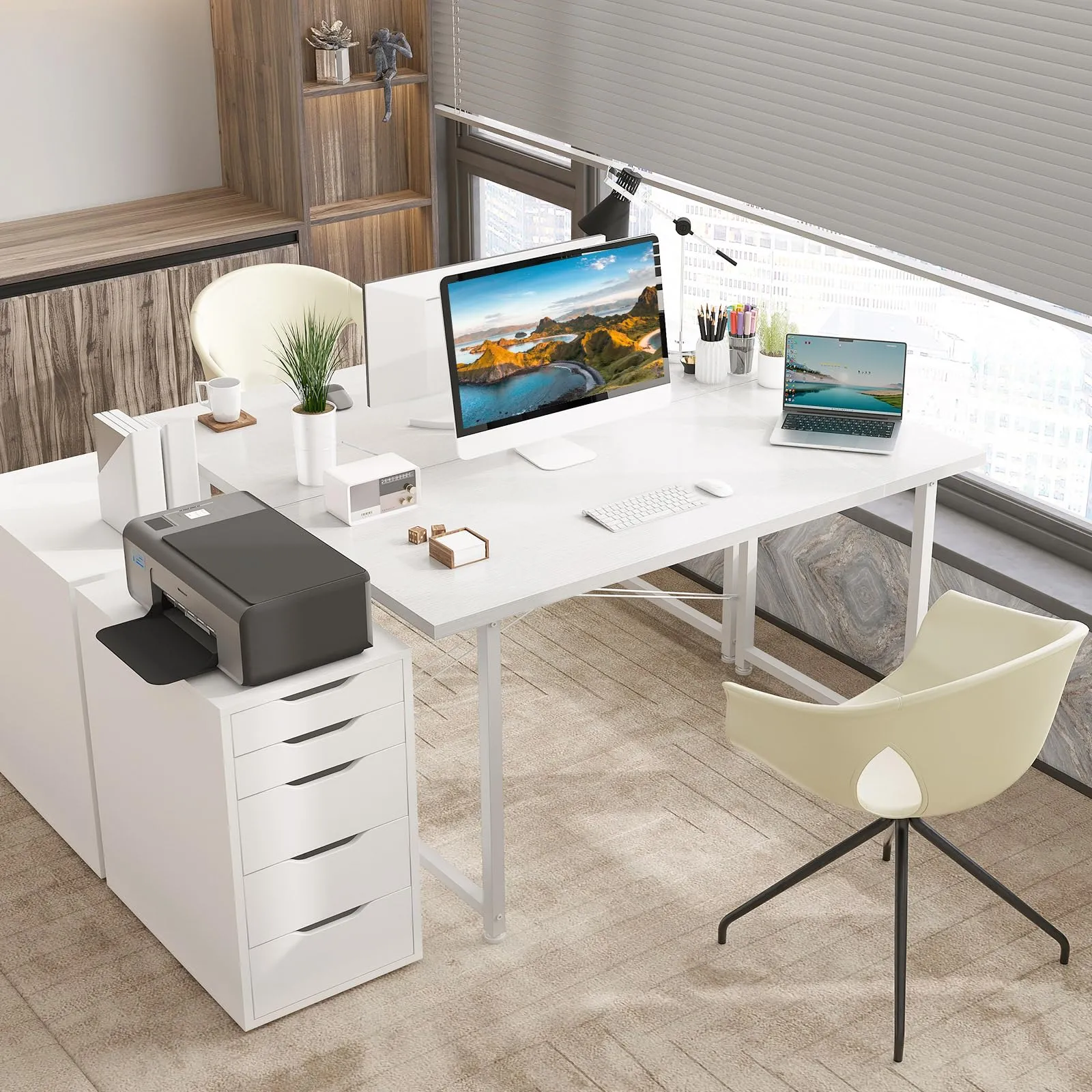 ODK Scrivania per Computer 120 x 48 cm, Bianca - immagine 4