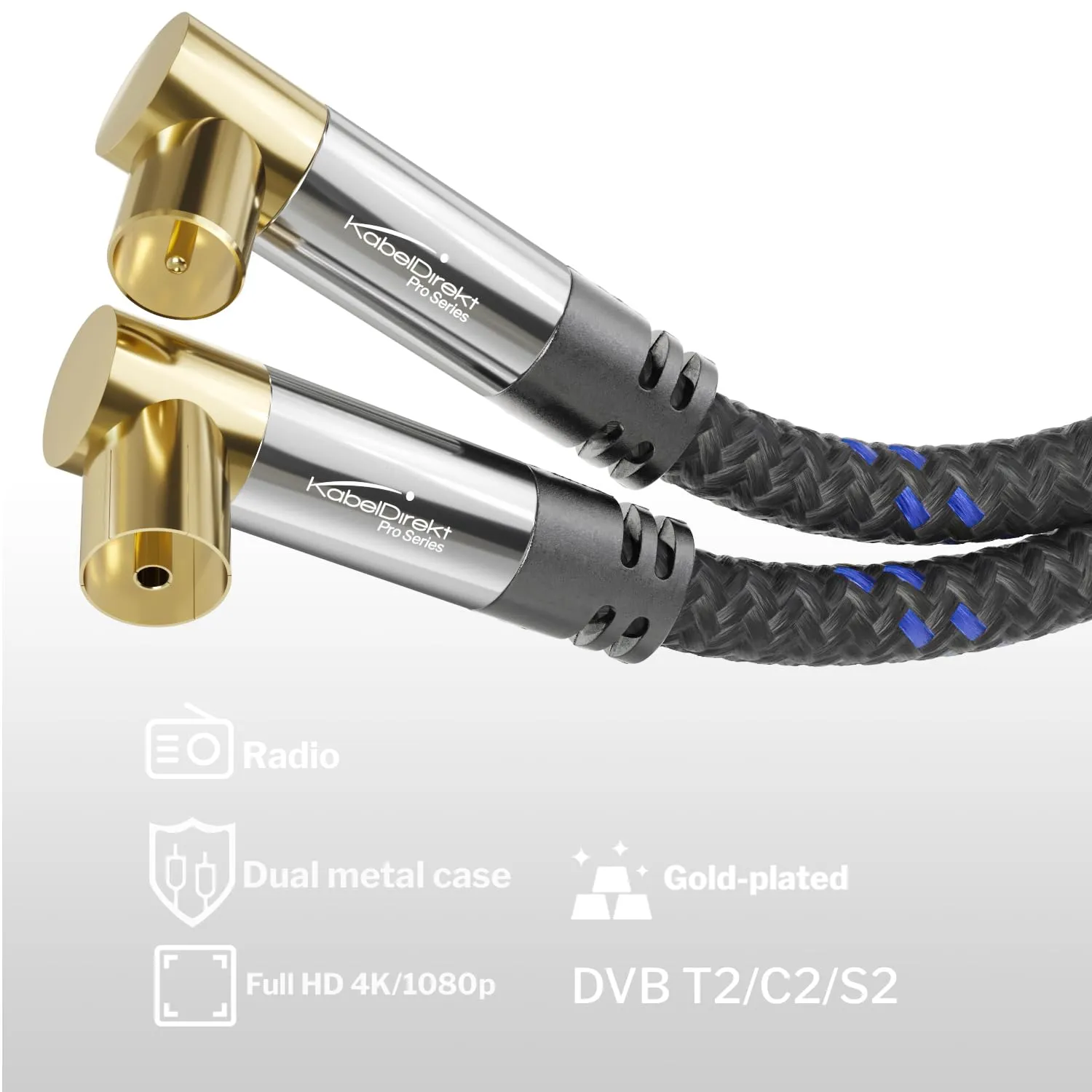 KabelDirekt Cavo Antenna TV 4K, 3m, Intrecciato - immagine 2