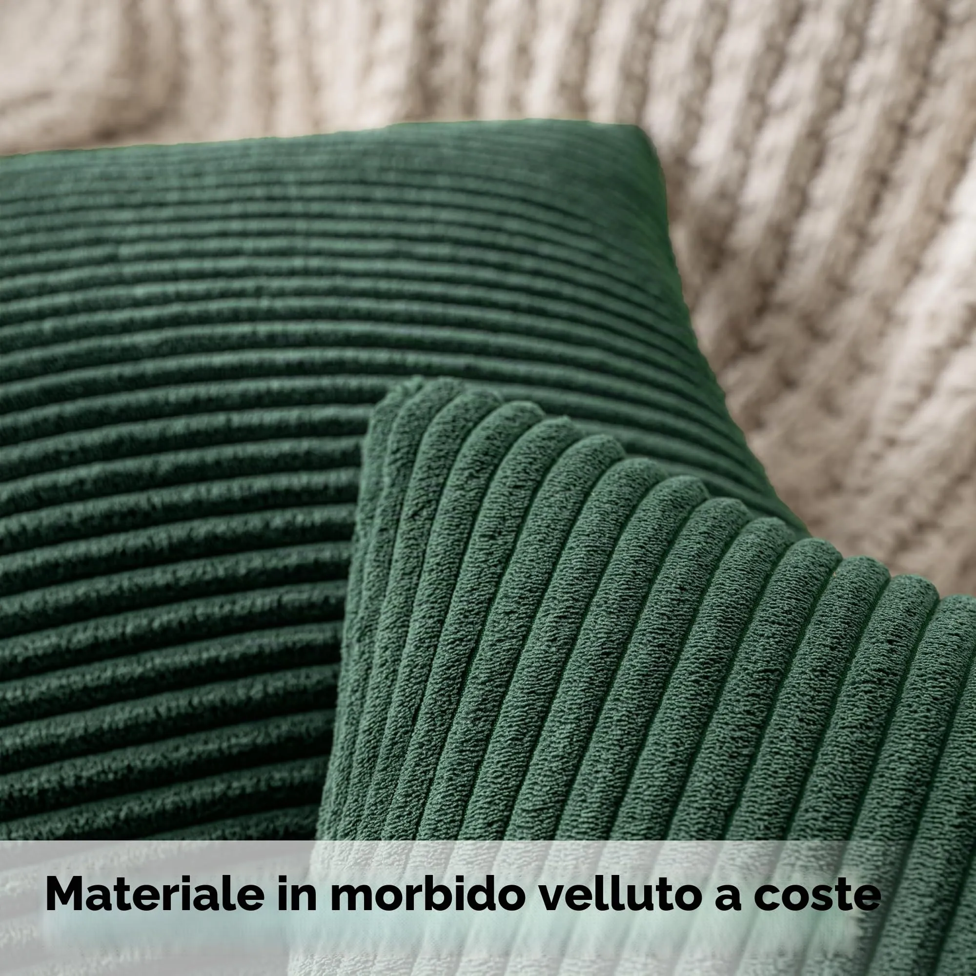 MIULEE Fodere in Velluto a Coste per Cuscini, 30x50cm, Verde Scuro, Confezione da 2 - immagine 2