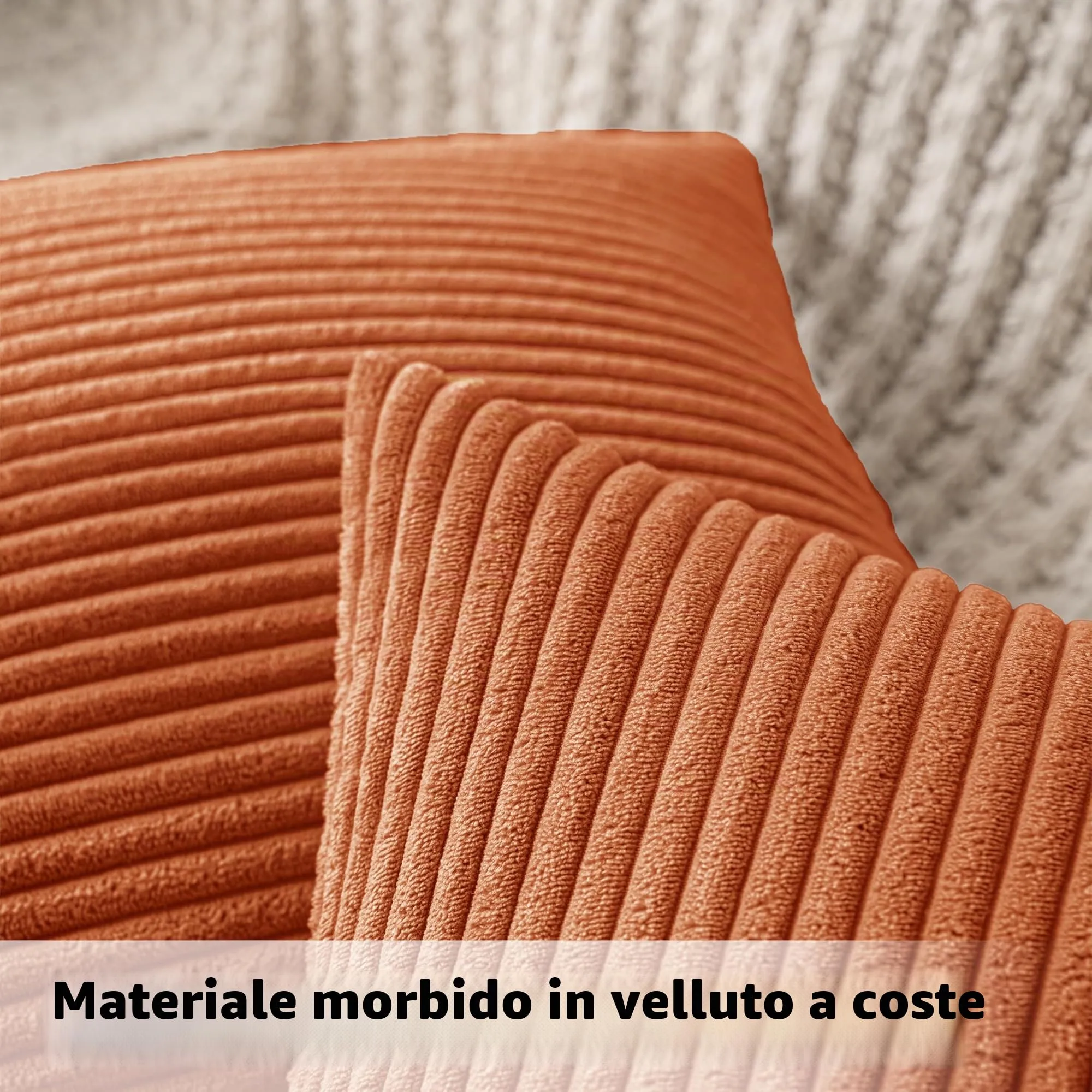 MIULEE Fodere in Velluto a Coste 45 x 45 cm, Confezione da 2, Caramello - immagine 2