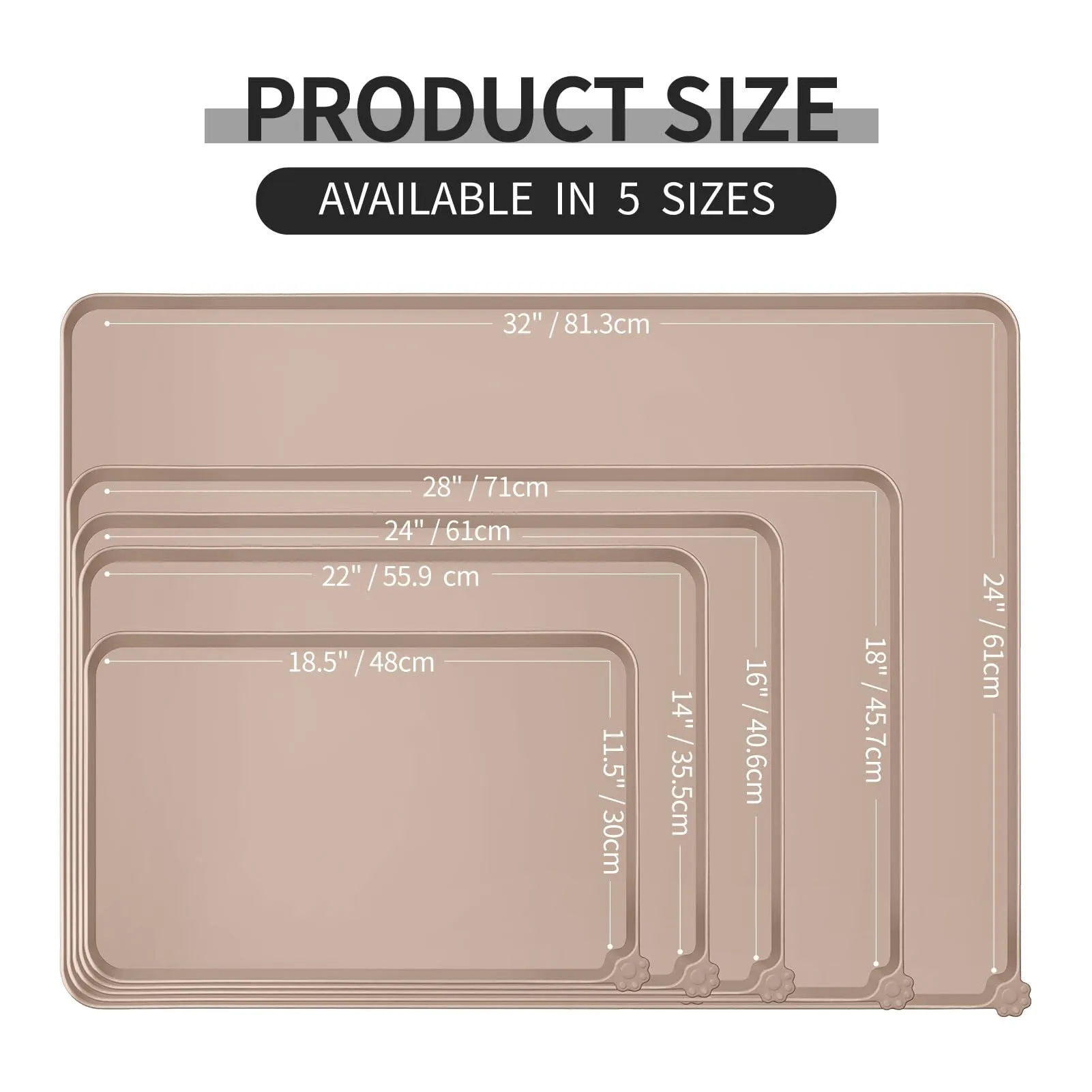 Reopet Tappetino in Silicone per Cibo e Acqua per Animali Domestici, Impermeabile e Antispill, 71 x 45 cm, Marrone grigiastro - immagine 2