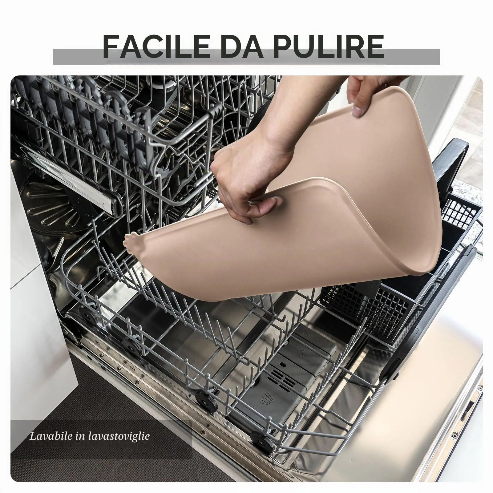 Reopet Tappetino in Silicone per Cibo e Acqua per Animali Domestici, Impermeabile e Antispill, 60 x 40 cm, Marrone grigiastro - immagine 7
