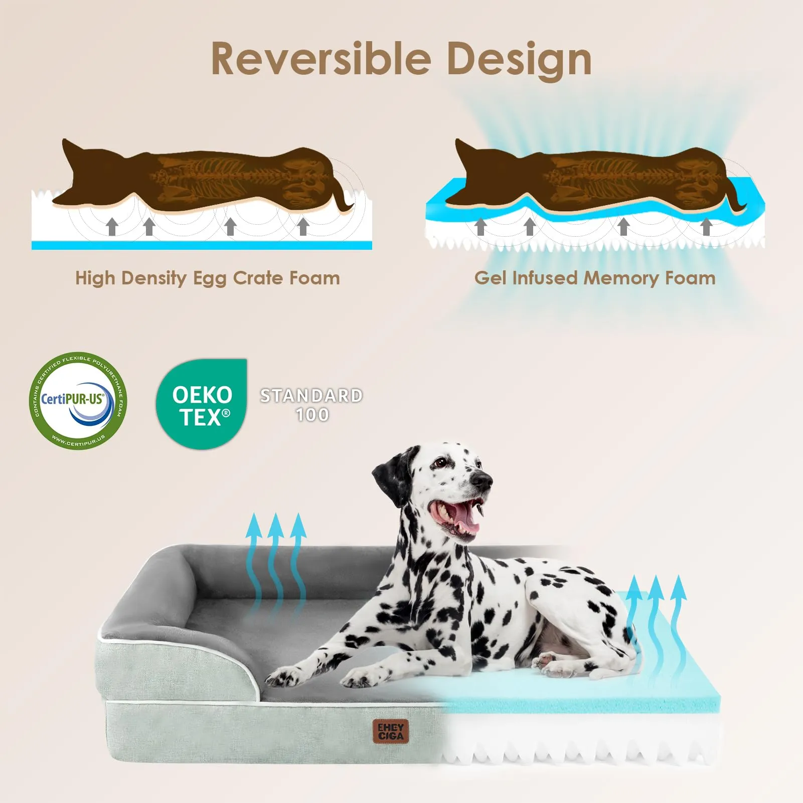 EHEYCIGA Cuccia Cane Interno Taglia Grande, 112x81x16cm, Verde - immagine 2