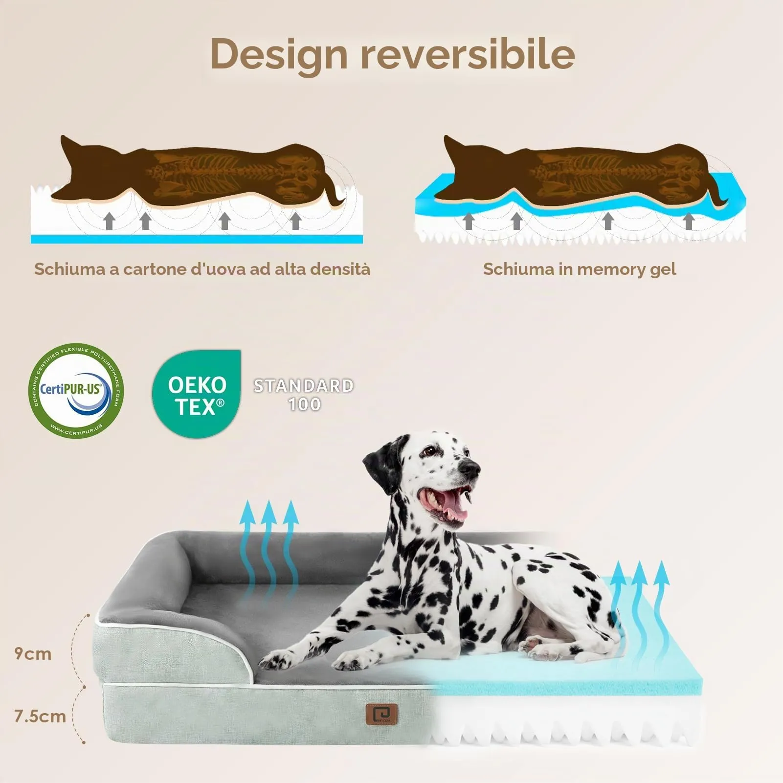 EHEYCIGA Cuccia Cane Interno Taglia Media, 91x68x16cm, Verde - immagine 2